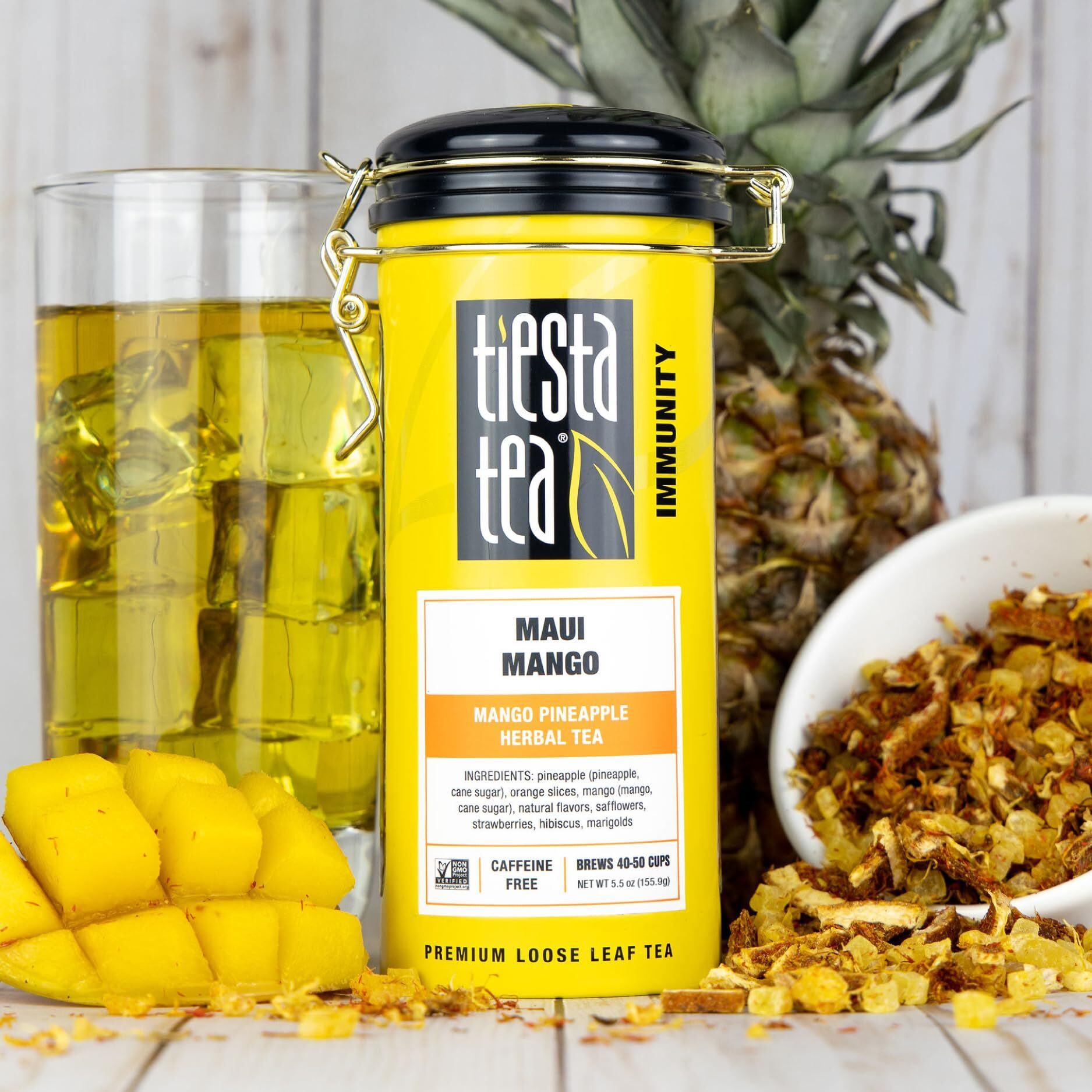 Tiesta Tea - Maui Mango | Mango Pineapple Herbal Tea | Premium Loose Leaf Tea Blend | Non-Caffeinated Fruit Tea | Make Hot Or Iced Tea & Brews Up To 50 Cups - 5.5 Ounce Refillable Tin