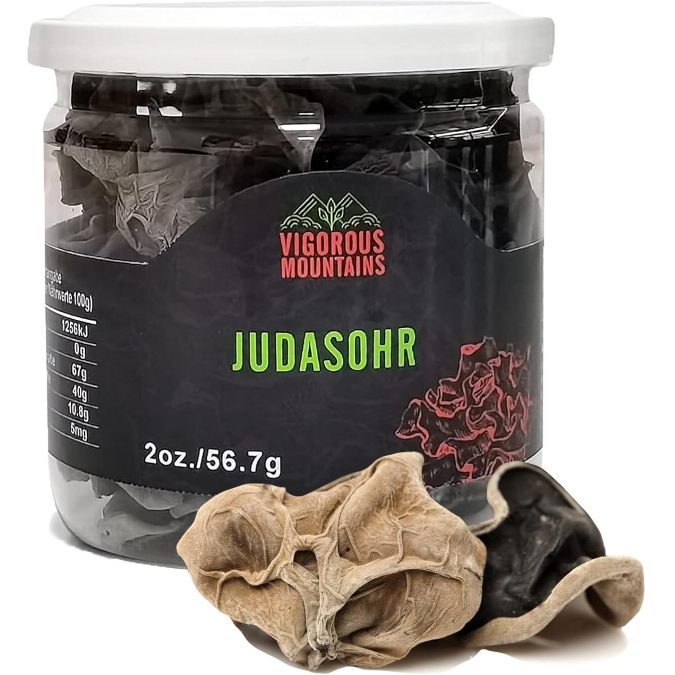 Vigorous Mountains Dried Woodear Mushrooms For Cooking, Chewy Texture Dry Black Fungus For Soup Stir-Fries Salads ,  2 Oz, 56.7 G