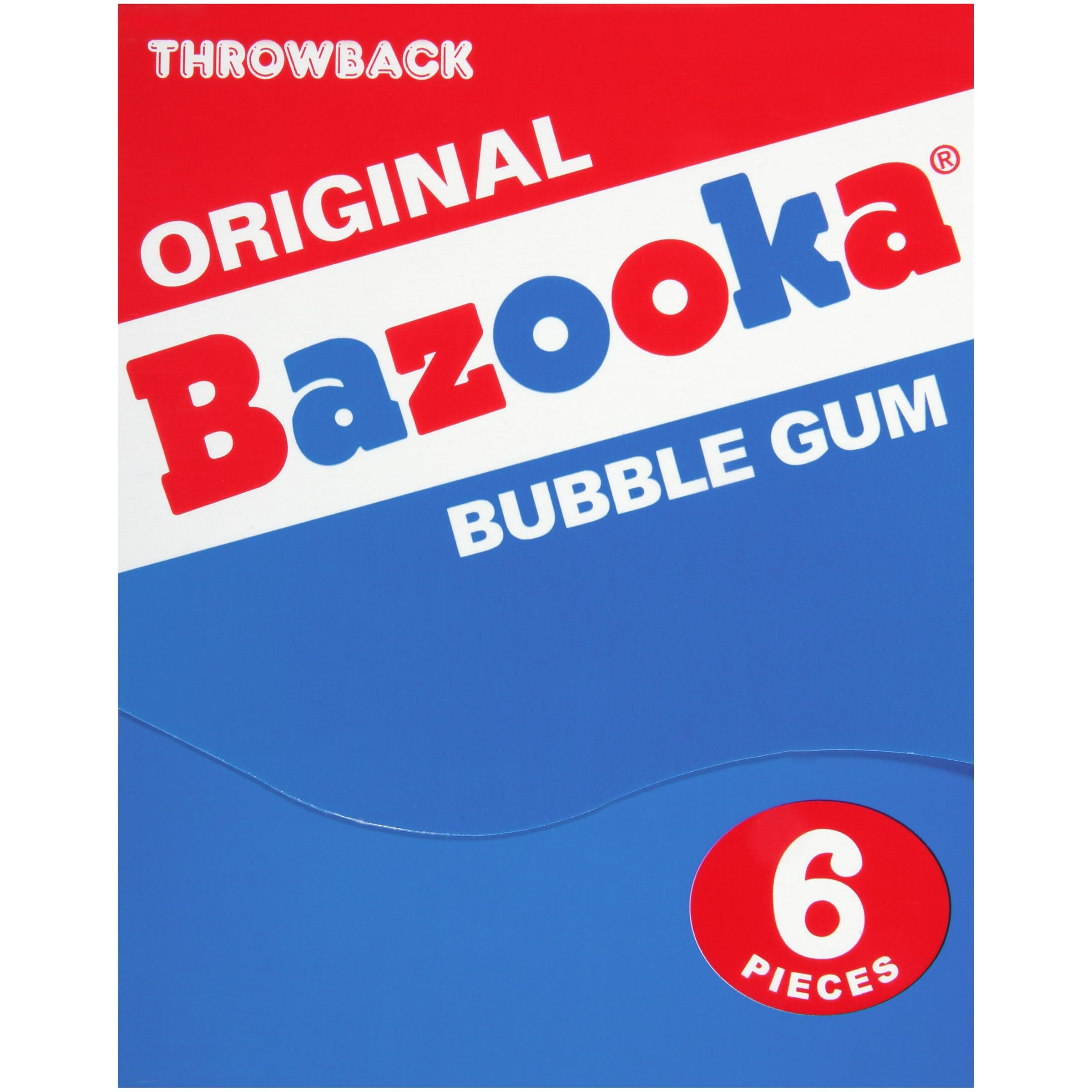 Bazooka Bubble Gum 6 Piece Wallet Pack (Pack Of 12) Pink Chewing Gum In Original Flavor - Fun Old Fashioned Candy For Halloween Parties And Trick Or Treaters