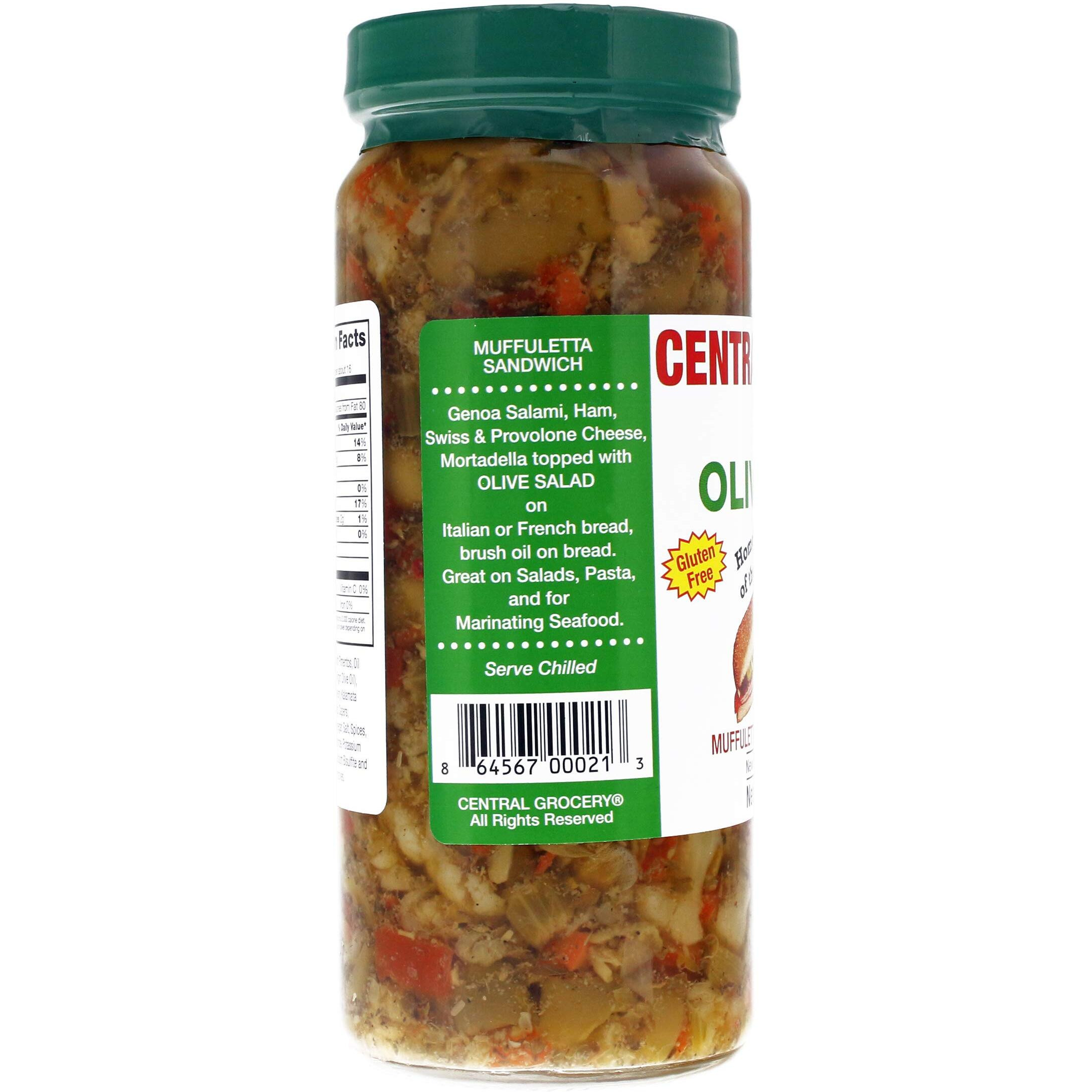 Central Grocery Olive Salad - 16 Oz (Pack Of 1) Perfect For Muffulettas, Sandwiches, Pizza Toppings, Pastas, Hot Dog Topper, Salads And More