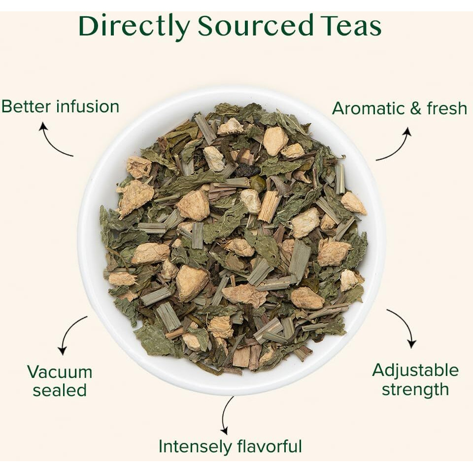 Vahdam, Ginger Mint Green Tea Loose Leaf (50+ Cups, 3.5Oz) Blend Of Ginger Tea & Mint Tea | Pure Green Tea Leaves | High Elevation Grown | Vacuum Sealed