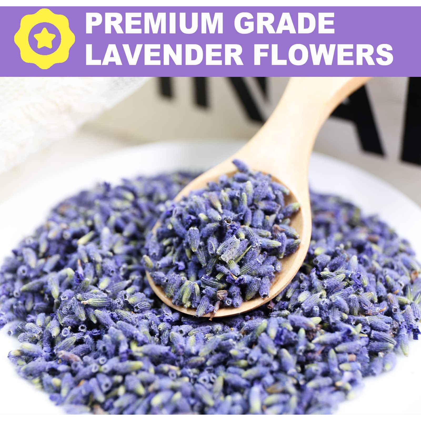Fullchea - Natural Dried Lavender Flowers - 4Oz/114G - Premium Food Grade Lavender Buds - Non-Gmo - Caffeine-Free - Perfect For Tea, Lemonade, Baking, Baths