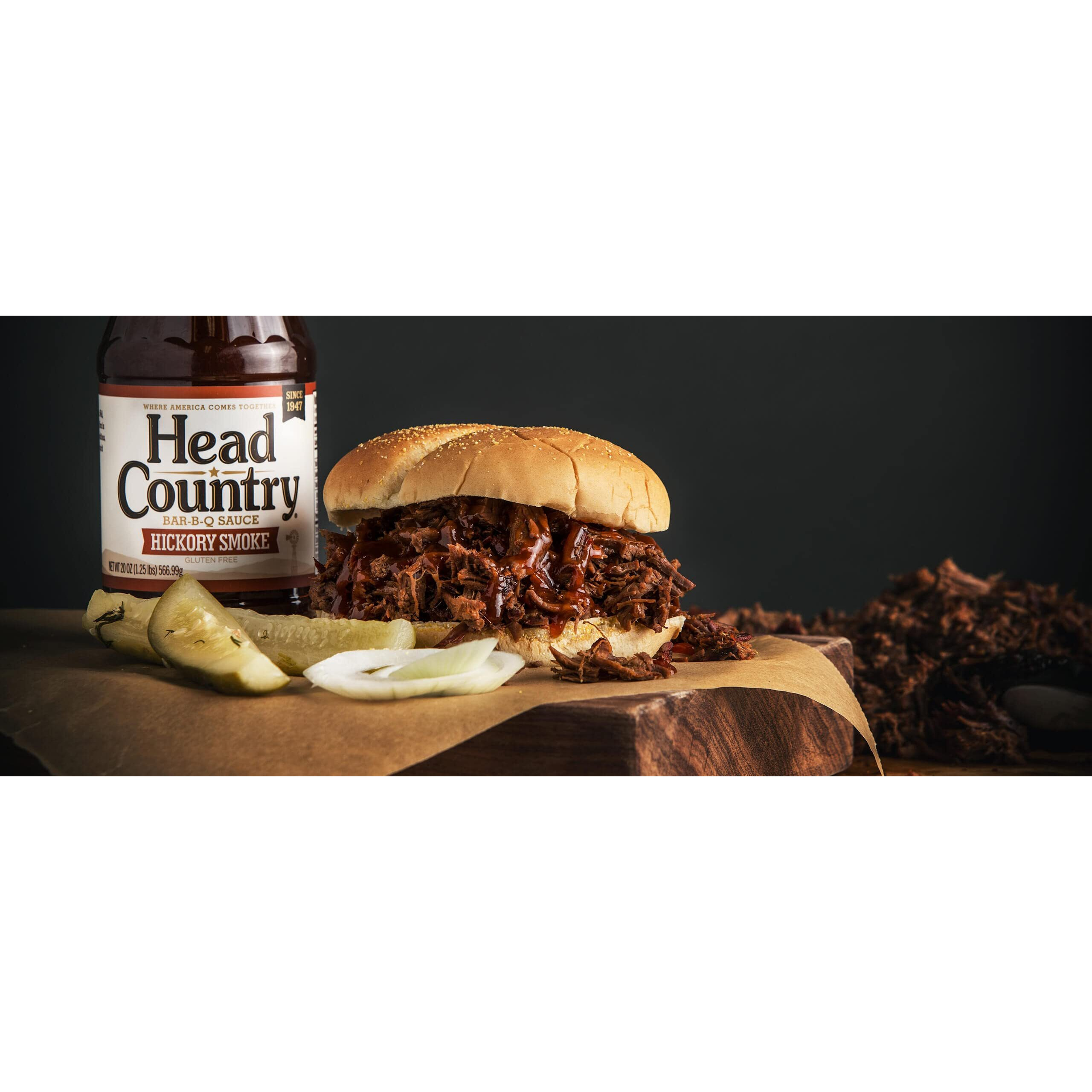 Head Country Bar-B-Q Sauce, Hickory Smoke Soy Free, Gluten Free Bbq Sauce With No Preservatives Smoky & Sweet Championship Barbecue Sauce For Ribs, Pork, Sausage & Brisket 20 Ounce, Pack Of 6