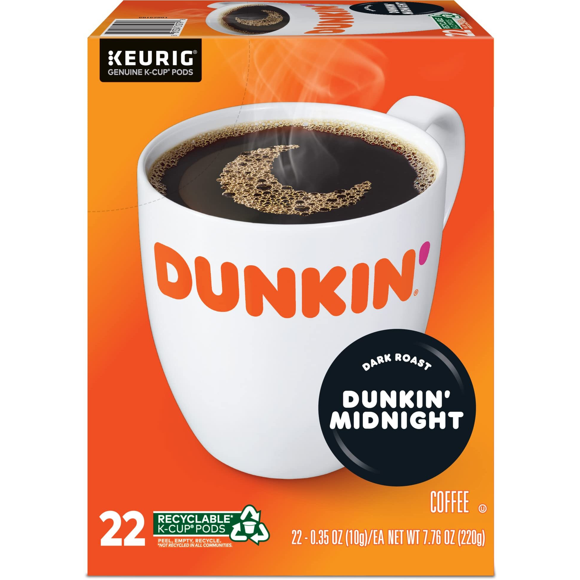 Dunkin Donuts K-Cup Pods, Original Dark Roast, 22/Box