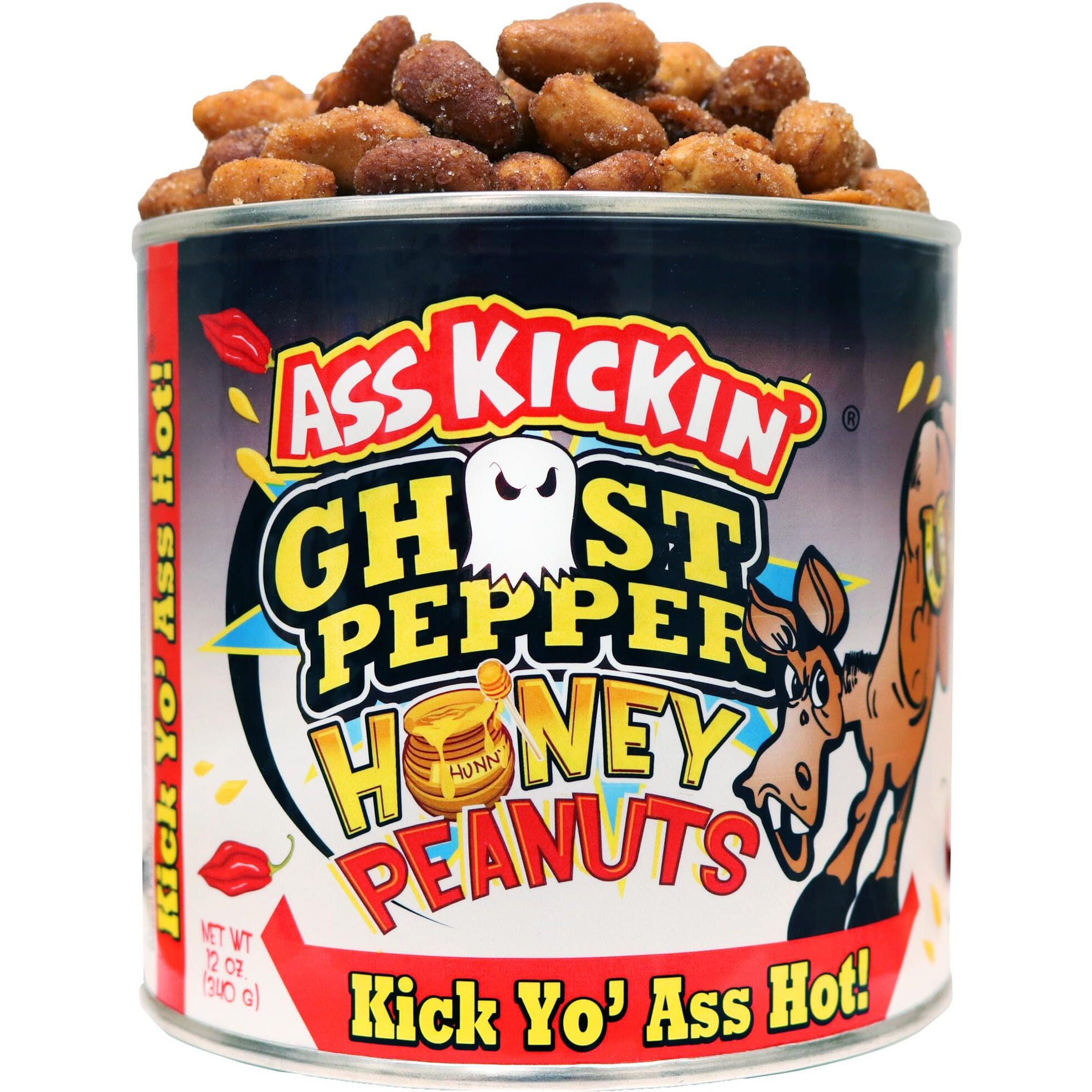 Kickin Ghost Pepper Spicy Hot Peanuts - 12Oz - Ultimate Spicy Gourmet Gift Peanuts - Try If You Dare