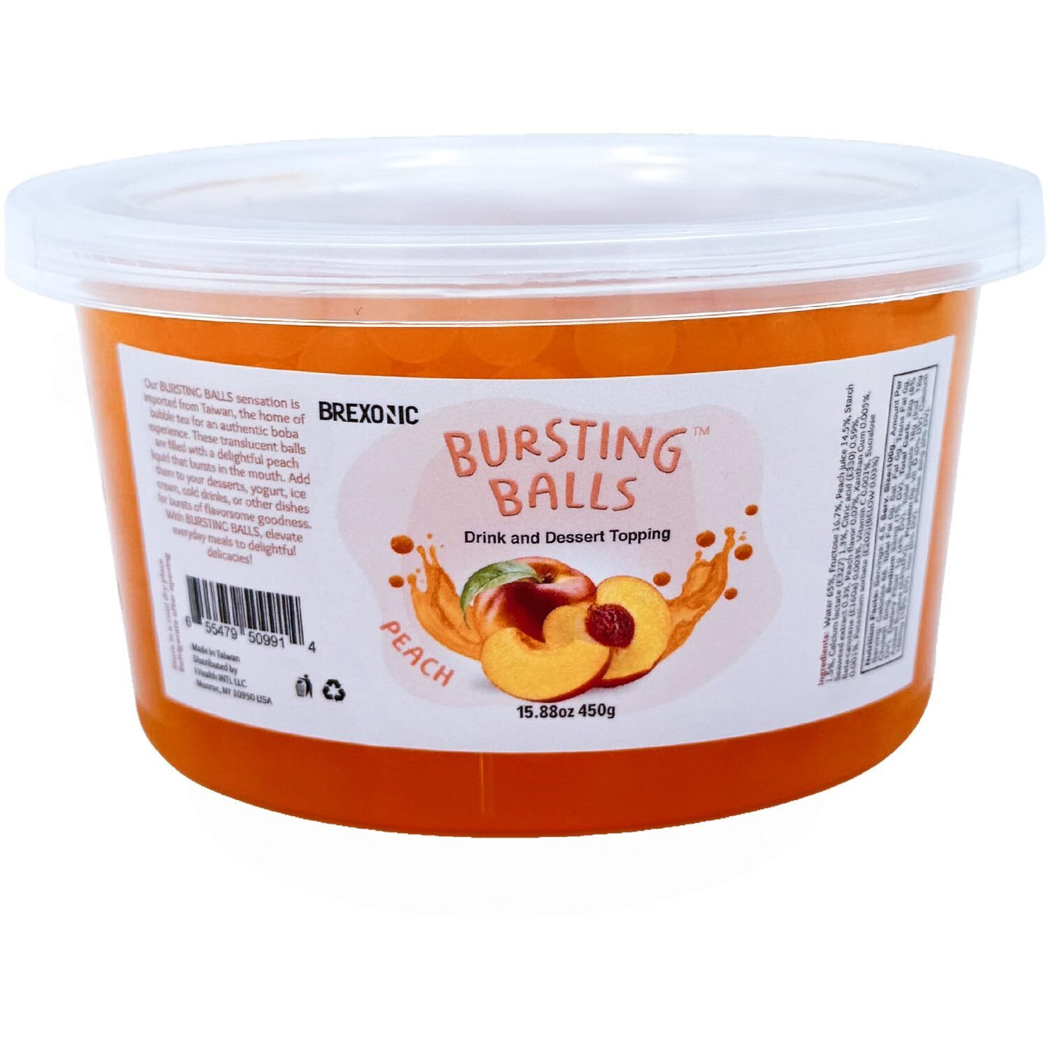Brexonic Boba Pearls, Peach Popping Bursting Boba, Tapioca Pearls For Bubble Tea (Peach, 1 Lb 1 Pack)