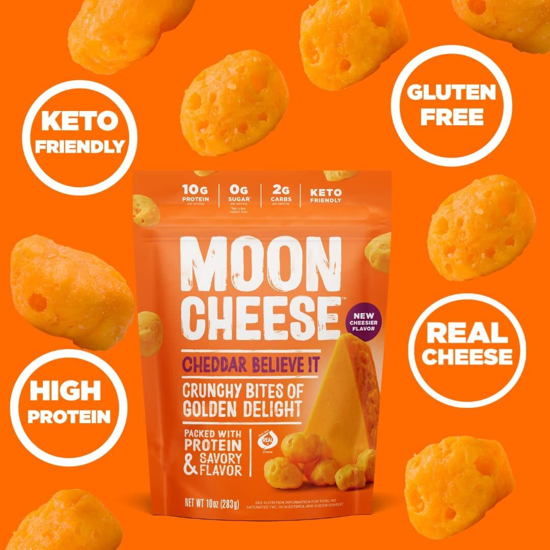 Moon Cheese Variety Pack, Cheddar, White Cheddar, Gouda, Garlic Parm & Pepper Jack, Protein-Rich Cheese Snack, Gluten Free, Keto Friendly, 100% Real Cheese, 2 Ounce (Pack Of 5)