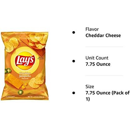 Lay's Cheddar Jalapeno Flavored Potato Chips, 7.75 Oz