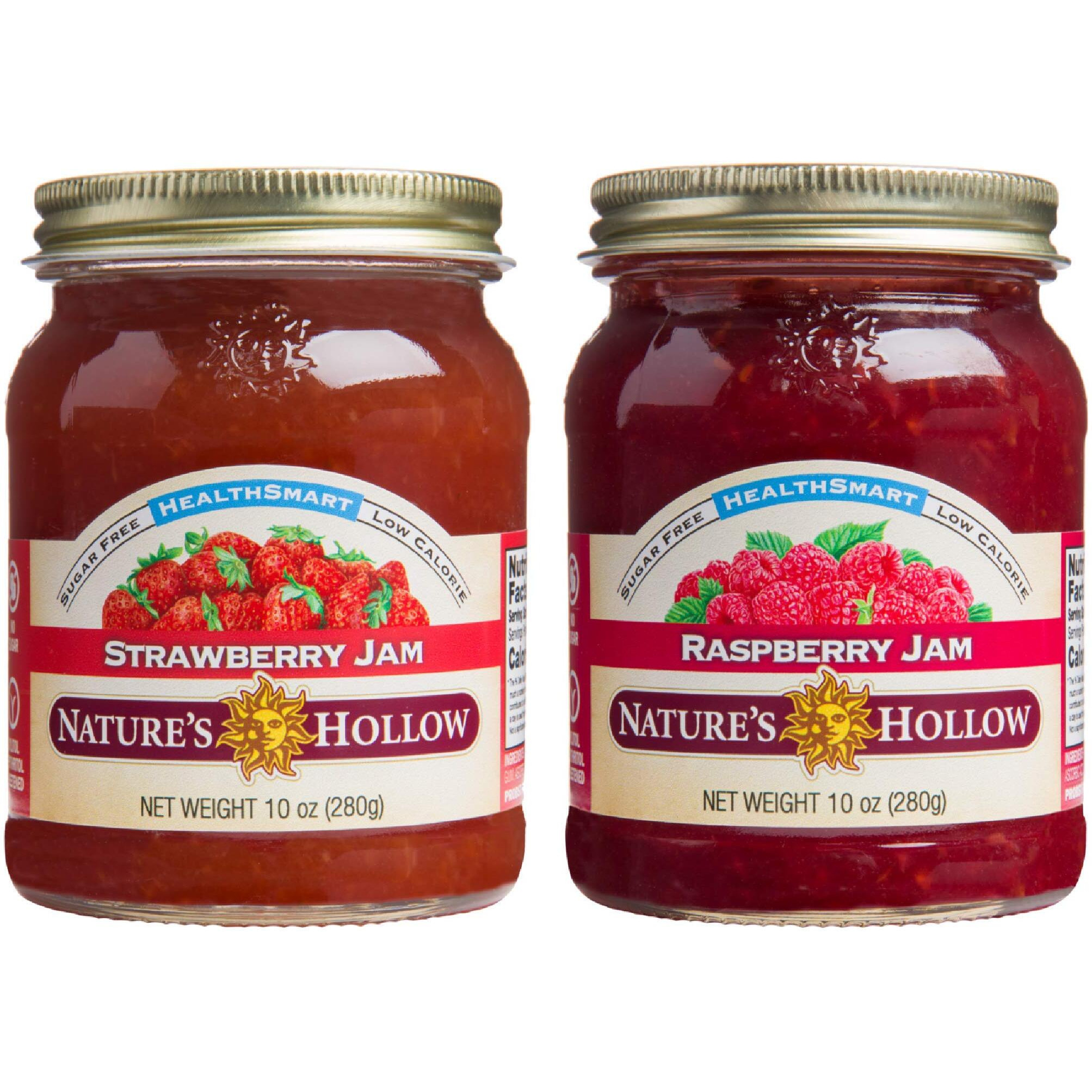 Nature's Hollow Strawberry And Raspberry Jam Sugar Free Jam And Preserves, Low Cal, Non Gmo, Keto Jam, Vegan, Gluten Free, And Diabetic Friendly - Sugar Free Jelly - 10Oz Pack Of 2