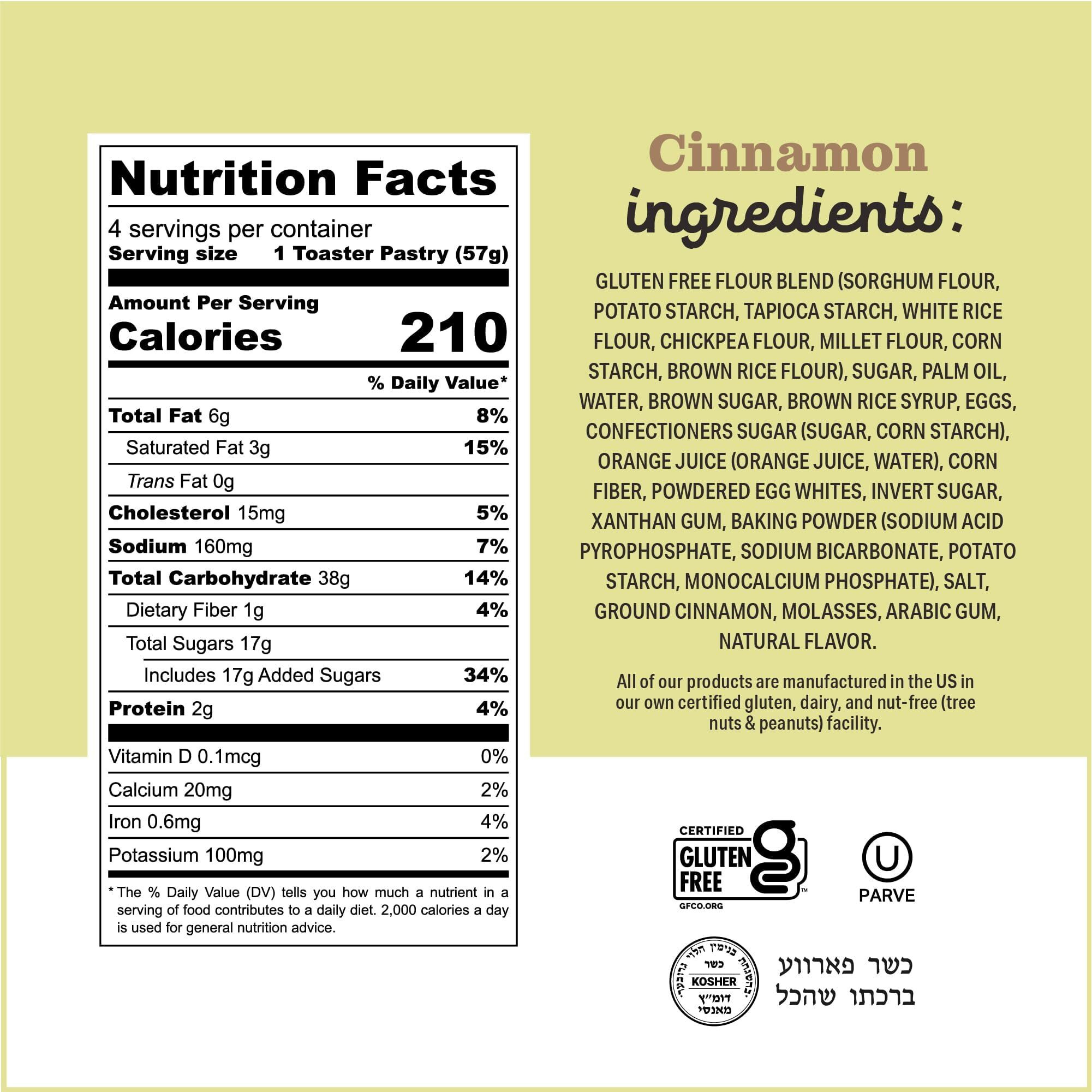 Katz Gluten Free Toaster Pastries. Cinnamon. Easy Breakfast Food Or Anytime Healthy Snacks For Adults & Kids. Gluten Free. Dairy Free, Nut Free, Peanut Free, Soy Free. Kosher Snacks. Healthy Snacks For Adults & Kids 8 Oz (Pack Of 6)