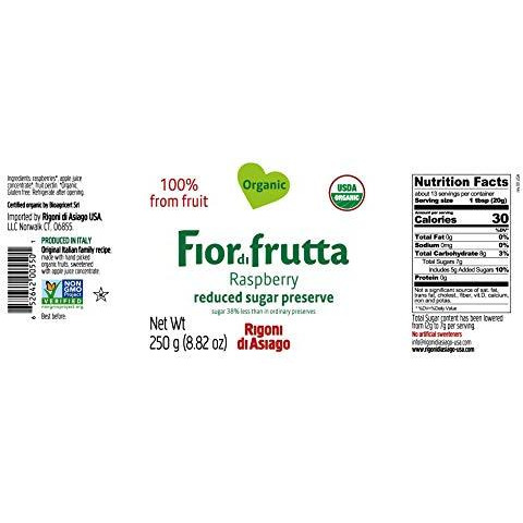 Rigoni Di Asiago, Fiordifrutta Organic Fruit Spread, Raspberry, 8.82 Ounce (Pack Of 1)