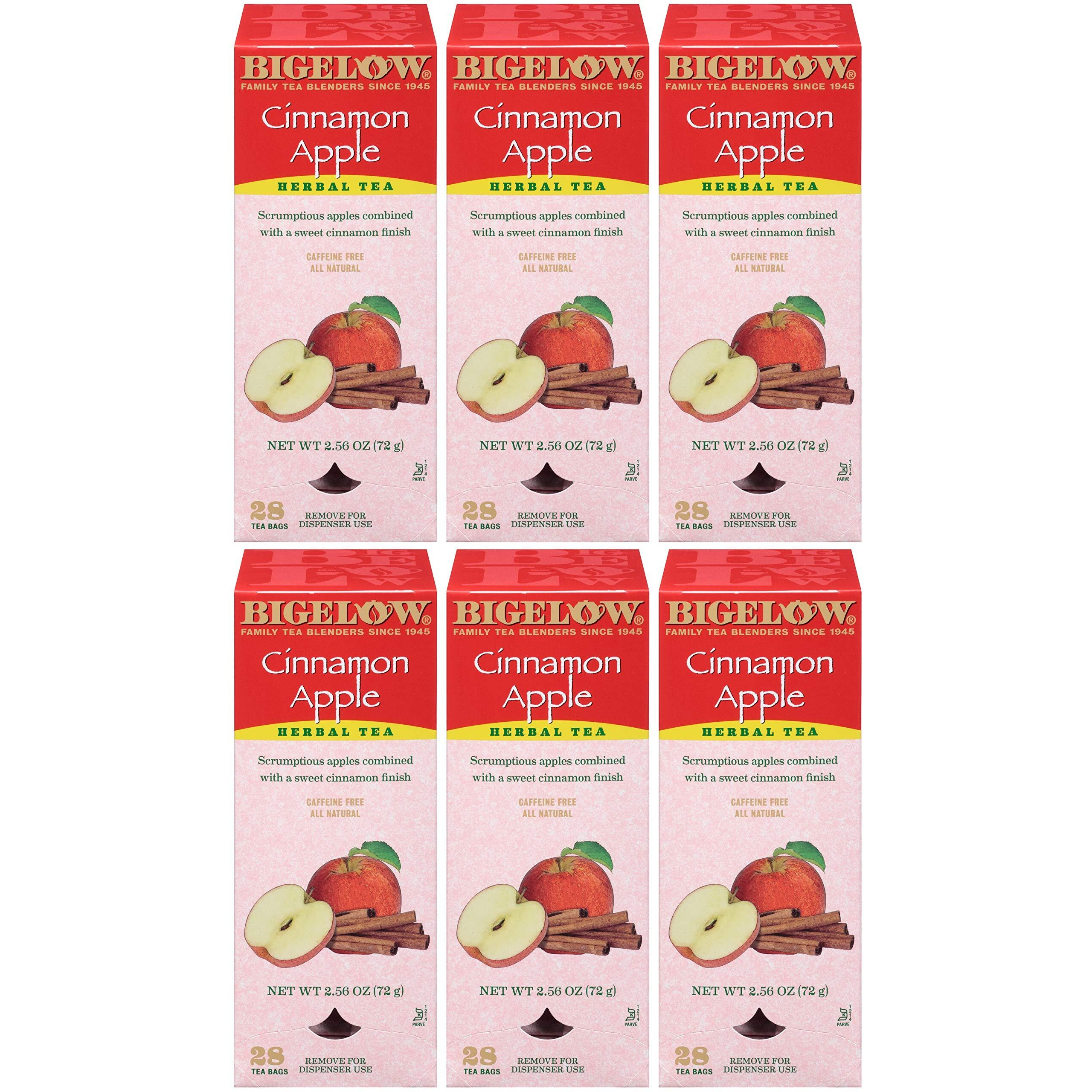 Bigelow Cinnamon Apple Herbal Tea Bags 28-Count Boxes (Pack Of 6) Cinnamon Apple Hibiscus Flavored Herbal Tea Bags All Natural Non-Gmo