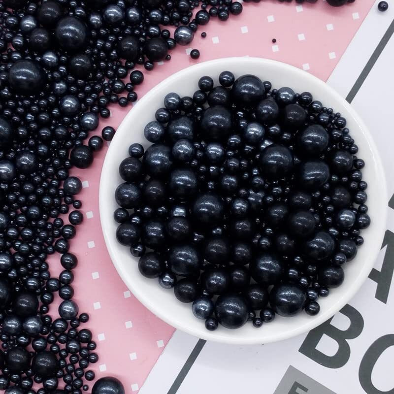 Christmas Sprinkles Edible Pearls Sugar Sprinkles Black Candy 120G/ 4.2Oz Desserts Sprinkles Cake Decorations Cupcake Toppers Cookie Decorating Ice Cream Toppings Celebrations Shaker Jar Wedding