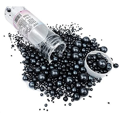 Christmas Sprinkles Edible Pearls Sugar Sprinkles Black Candy 120G/ 4.2Oz Desserts Sprinkles Cake Decorations Cupcake Toppers Cookie Decorating Ice Cream Toppings Celebrations Shaker Jar Wedding