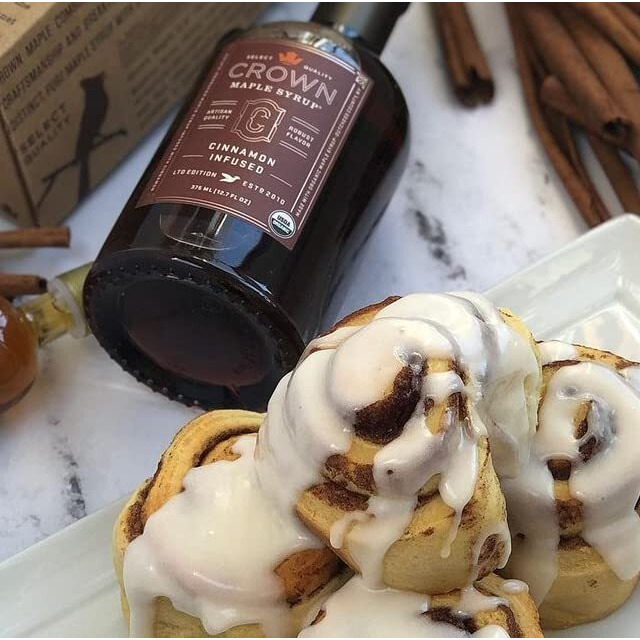 Crown Maple Cinnamon Infused Maple Syrup, Pancakes, Flavor Cocktails, Sticky Buns, Waffles, Certified Organic, 25 Fl Oz