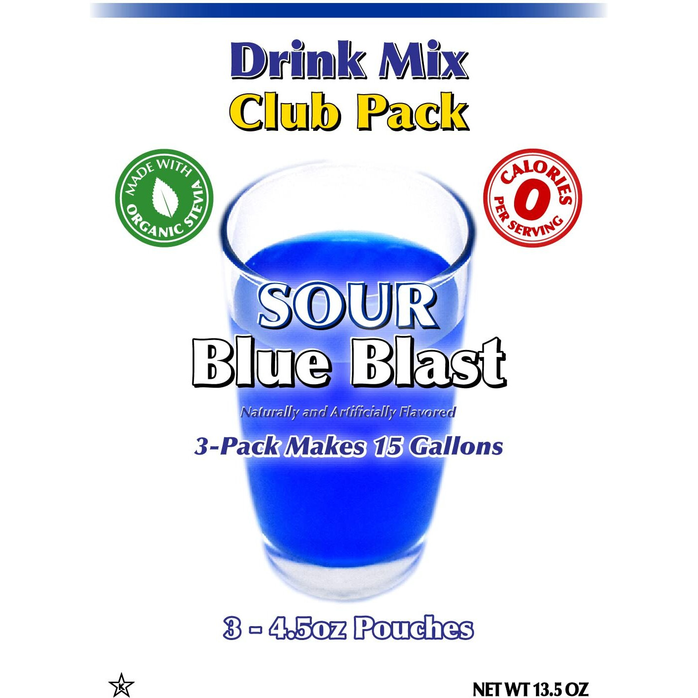 Gramzero Sour Blue Blast Zero Calorie Sugar Free Drink Mix, Great For Nutrition Club Loaded Tea, Stevia Sweetened