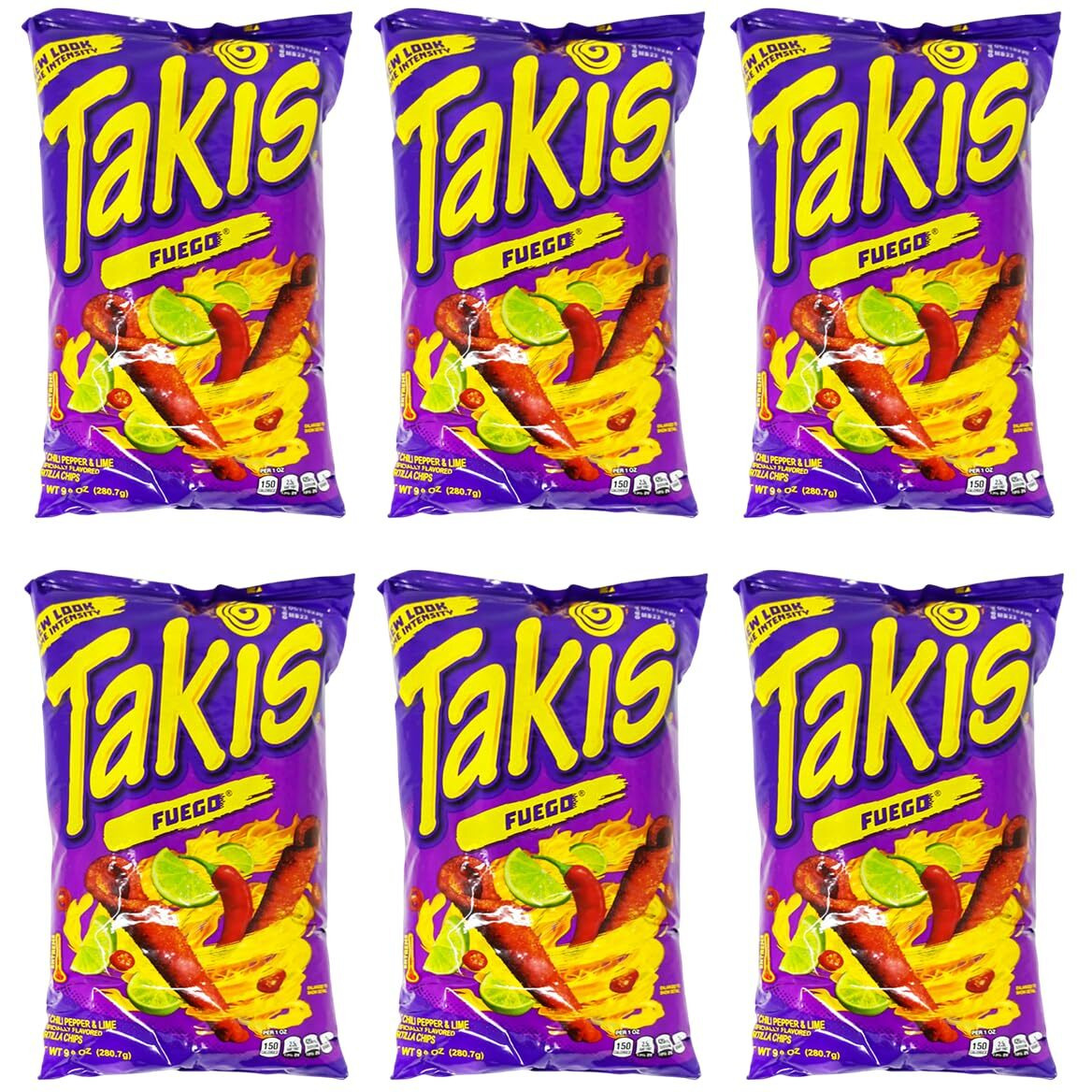 Barcel Takis Fuego Hot Chili Pepper & Lime Corn Snack 6 Bags Of 9.9 Oz