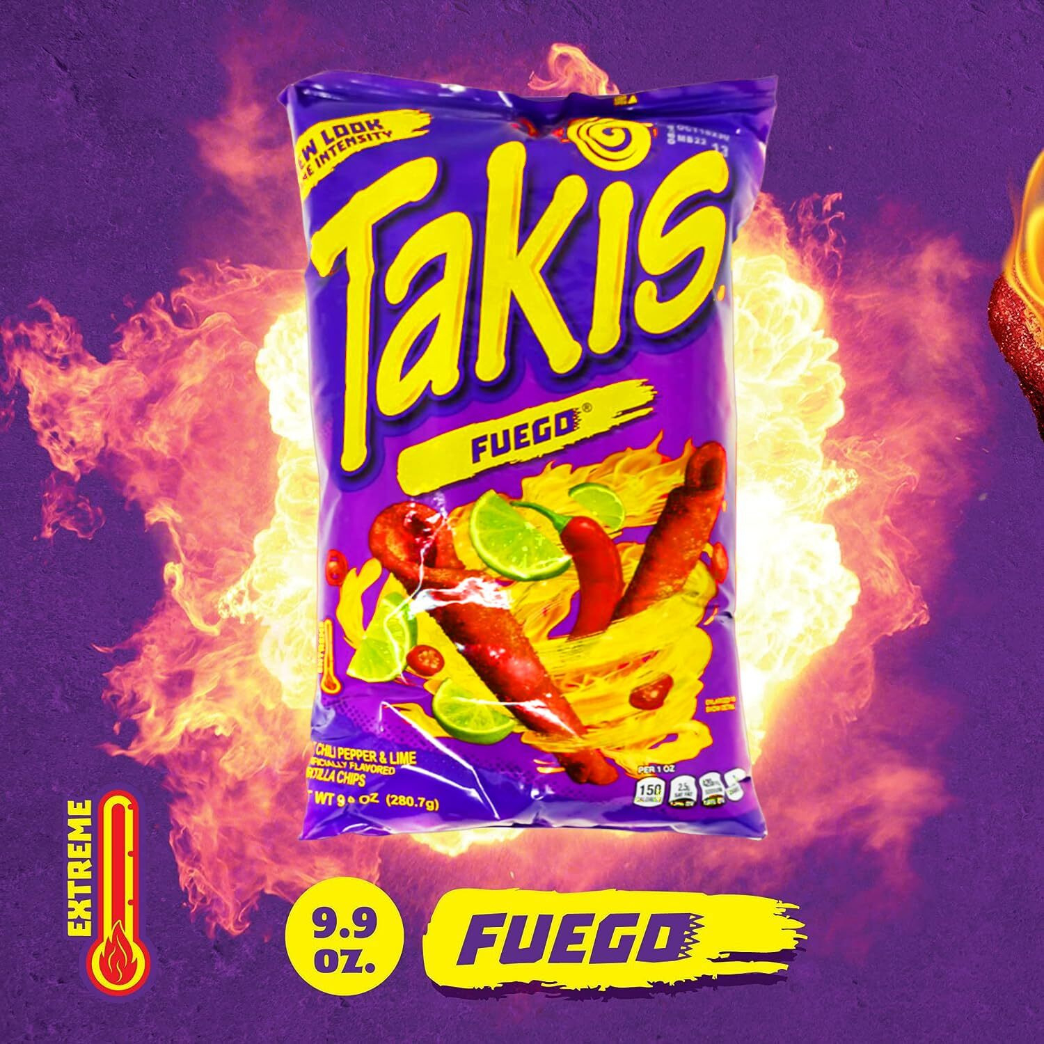 Barcel Takis Fuego Hot Chili Pepper & Lime Corn Snack 6 Bags Of 9.9 Oz