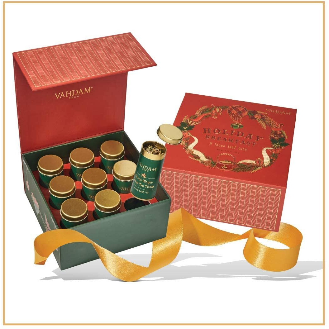Vahdam, Christmas Tea Gift Set (6.3Oz/90+ Cups) Holiday Breakfast Tea, 9 Loose Leaf Tea In A Luxury Gift Box | Christmas Gifts For Women & Men, Holiday Tea Gift Box