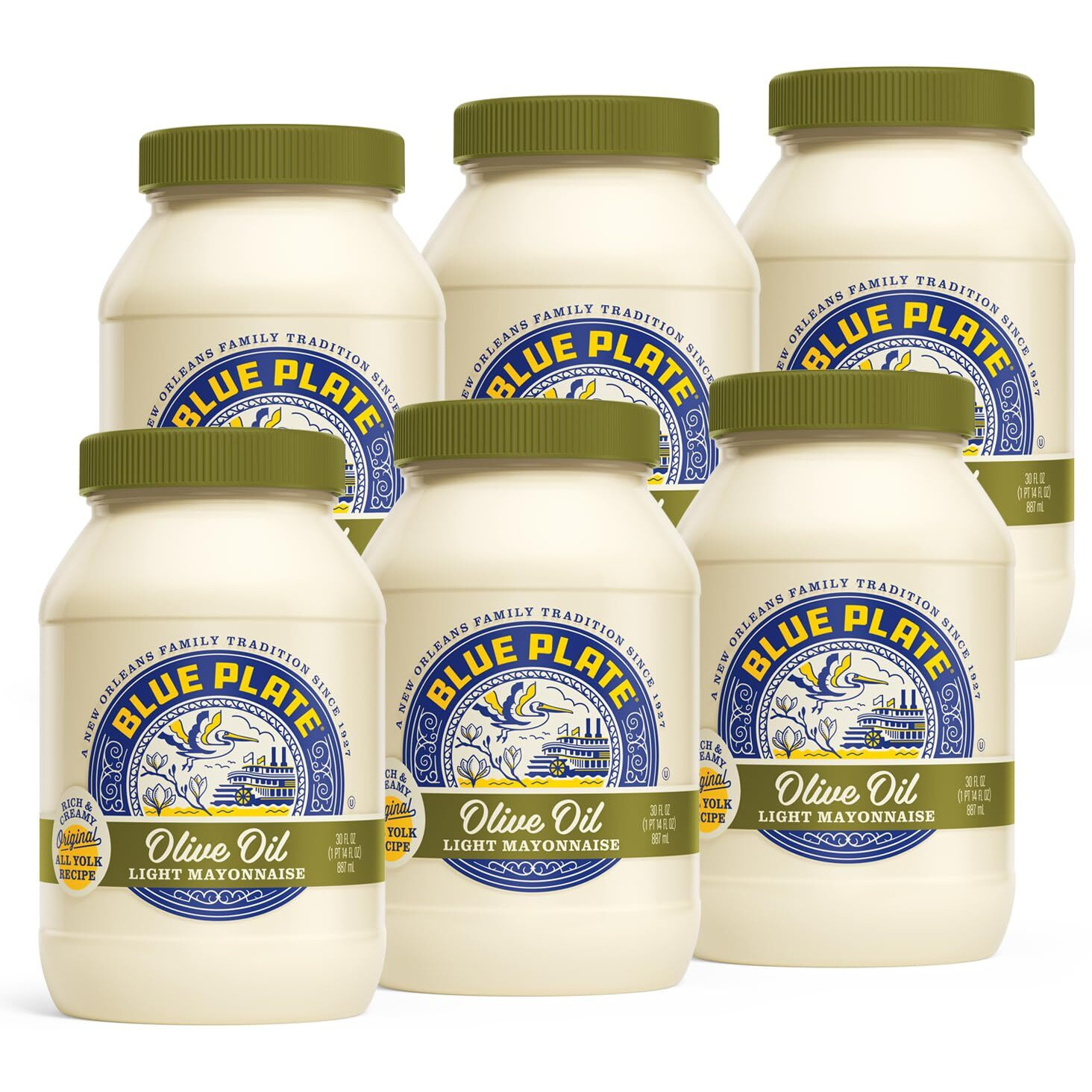 Blue Plate Light Mayonnaise With Olive Oil, 30 Fl Oz Jar (Pack Of 6)