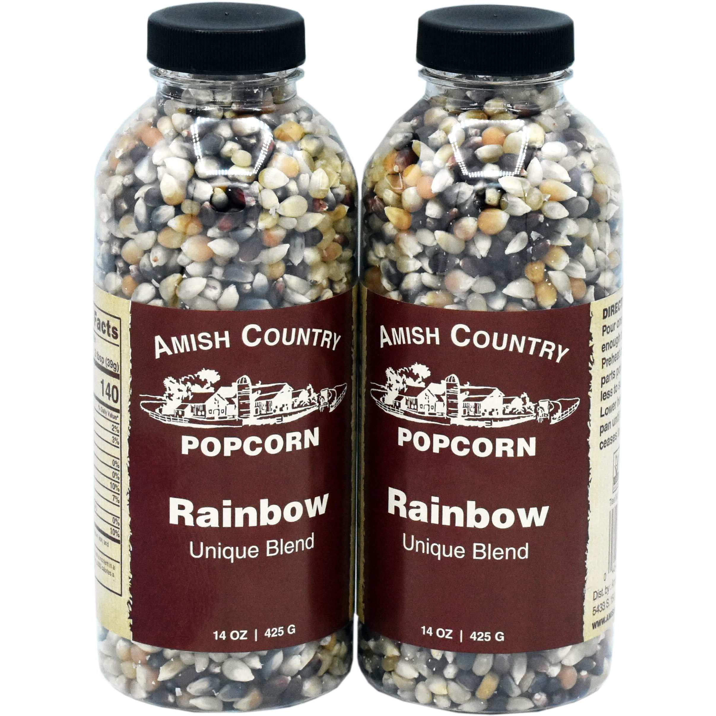 Amish Country Popcorn | 2-14 Oz Bottles | Rainbow Popcorn Kernels | Old Fashioned, Non-Gmo And Gluten Free (2-14 Oz Bottles)
