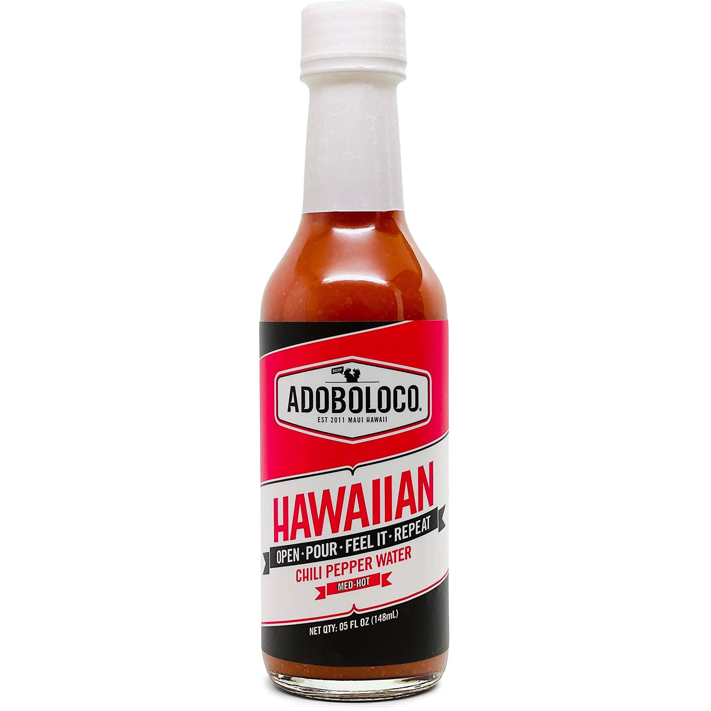 Adoboloco Hot Sauce Hawaiian Chili Pepper Water Sauce 5Oz - Medium Hot Super Tasty Fiery Chili Pepper Sauce Blend