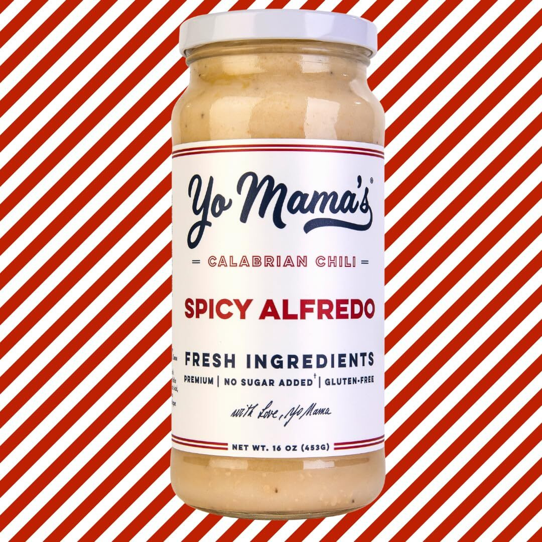 Yo Mamas Foods Gourmet Keto Spicy Alfredo Pasta Sauce | (3) 16 Ounce Glass Bottles | Our Spicy Sauce Is Low Carb, Paleo, Gluten Free, Low Calorie And Is Made With Only The Freshest Ingredients
