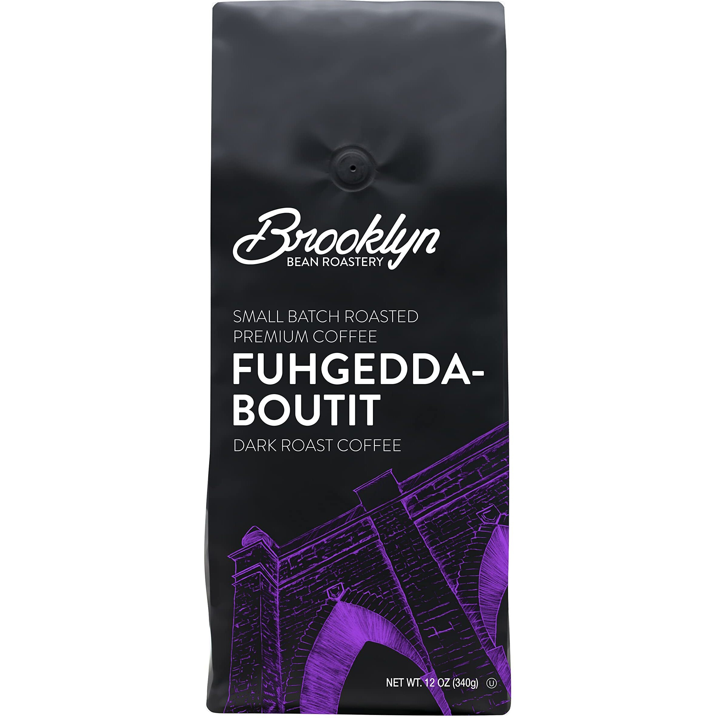 Brooklyn Beans Fuhgeddaboutit 100% Arabica Craft Roasted Ground Coffee, Dark Roast, 12 Ounce Bag