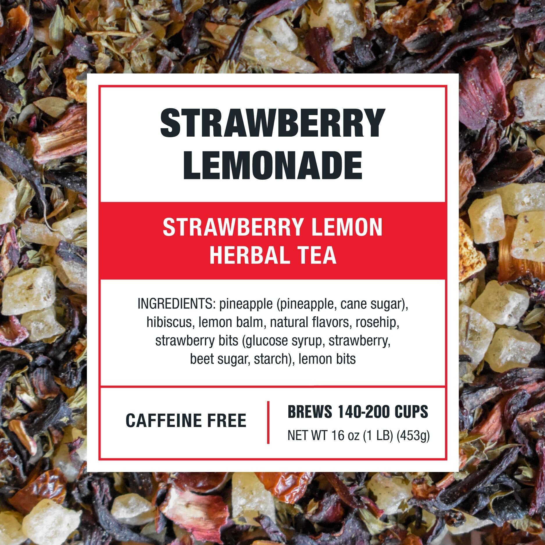 Tiesta Tea - Strawberry Lemonade | Strawberry Lemon Herbal Tea | Premium Loose Leaf Tea | Non-Caffeinated Fruit Tea | Make Hot Or Iced Tea & Brews Up To 200 Cups - 16 Ounce Resealable Bulk Pouch