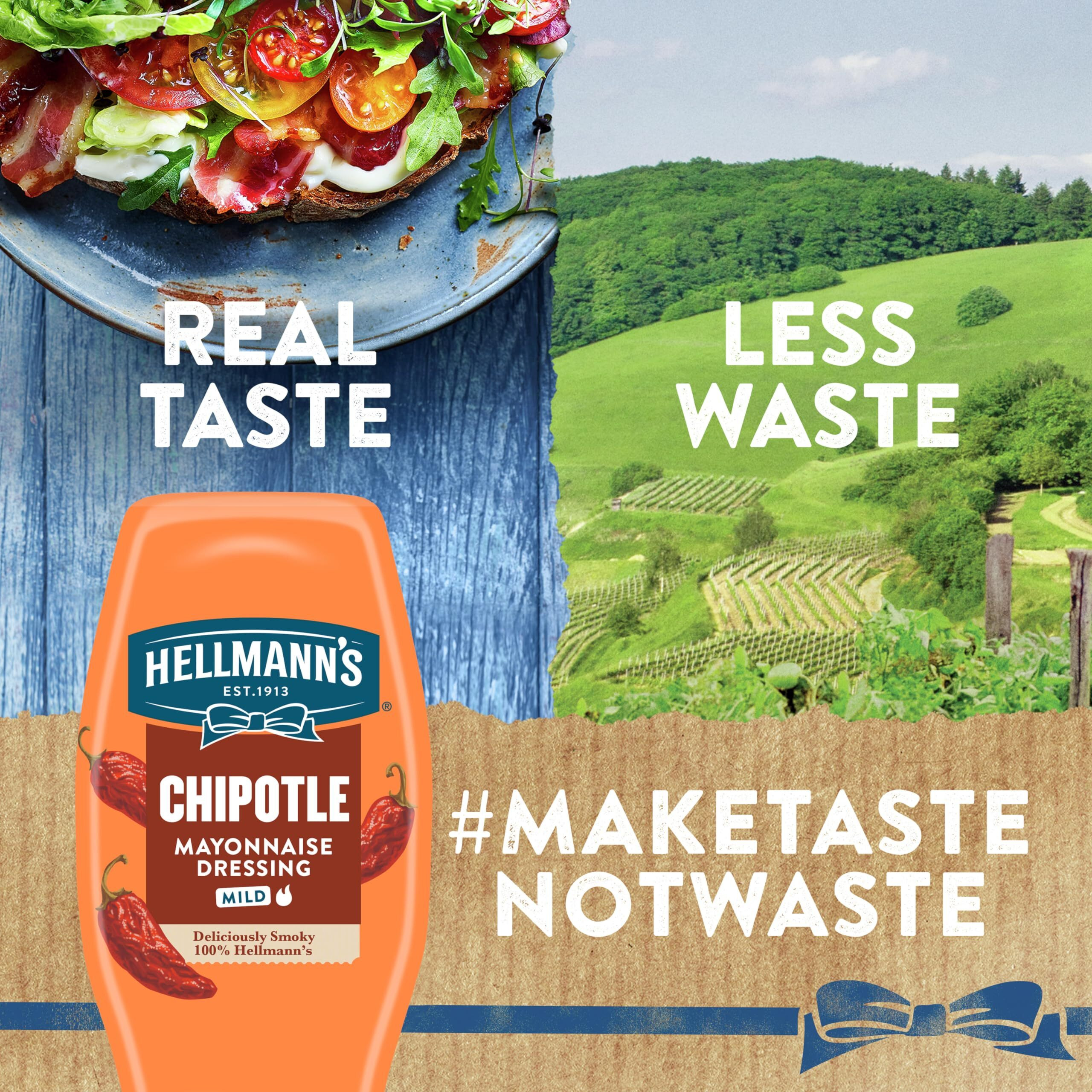 Hellmann's Mayonnaise Dressing Mild Chipotle, 8 Count, For Tacos, Grilled Chicken Sandwiches & More, With Real Ingredients & No Artificial Flavors, 11.5 Oz