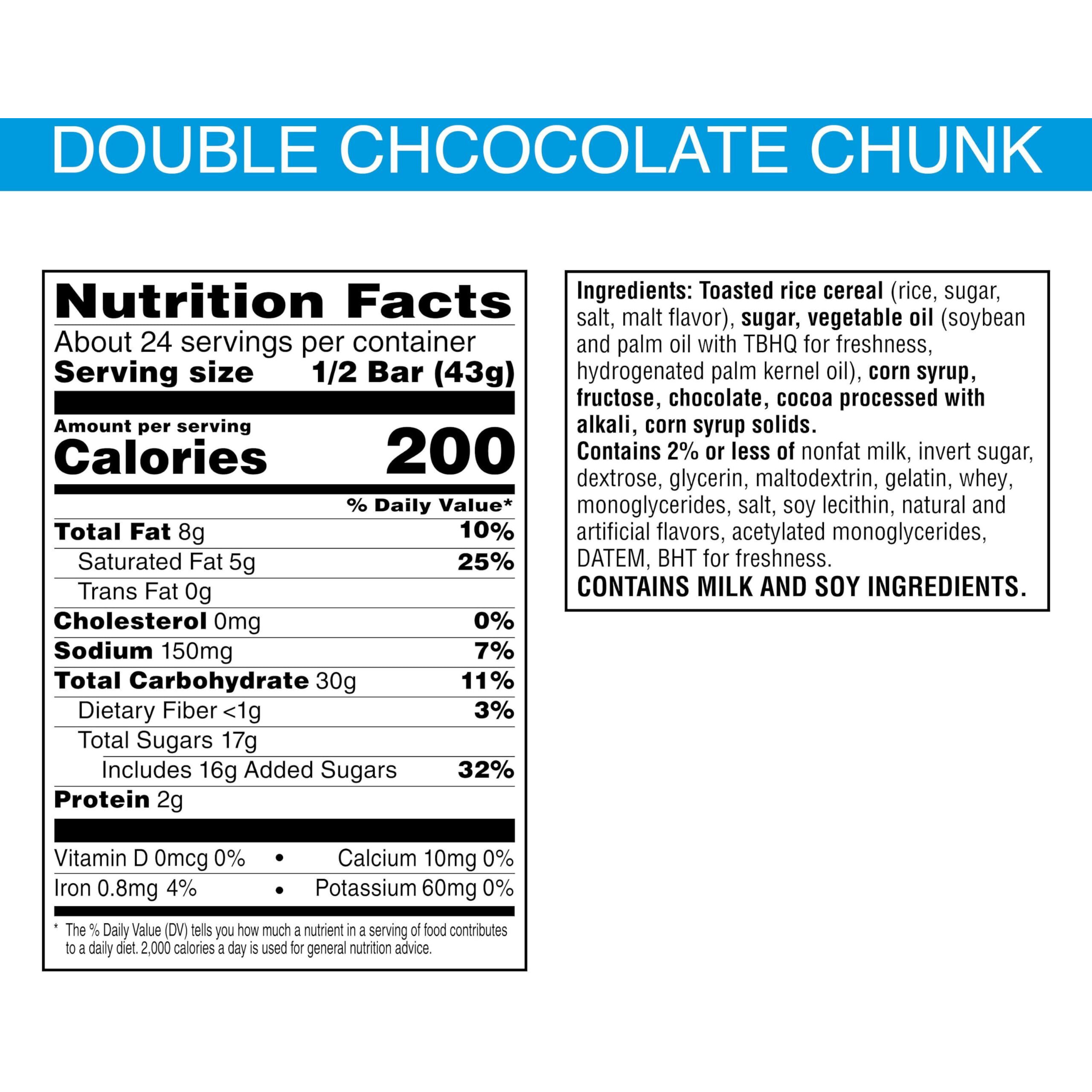 Rice Krispies Treats Mega Bars Large Marshmallow Snack Bars, Kids Snacks, Big Bars, Double Chocolatey Chunk, 36Oz Box (12 Bars)