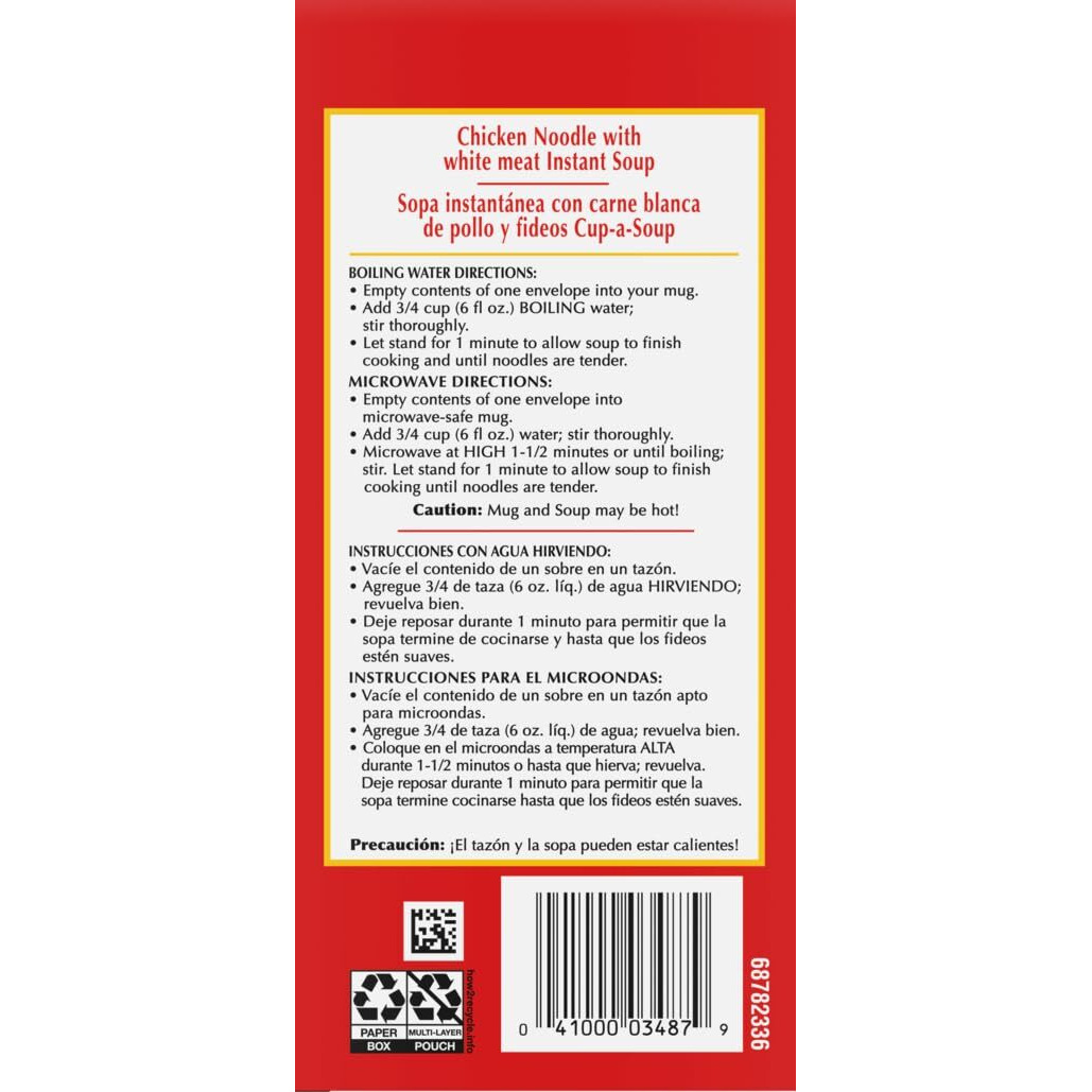 Lipton Cup-A-Soup Chicken Noodle Soup Mix 0G Trans Fat,9.9 Ounce (Pack Of 4)