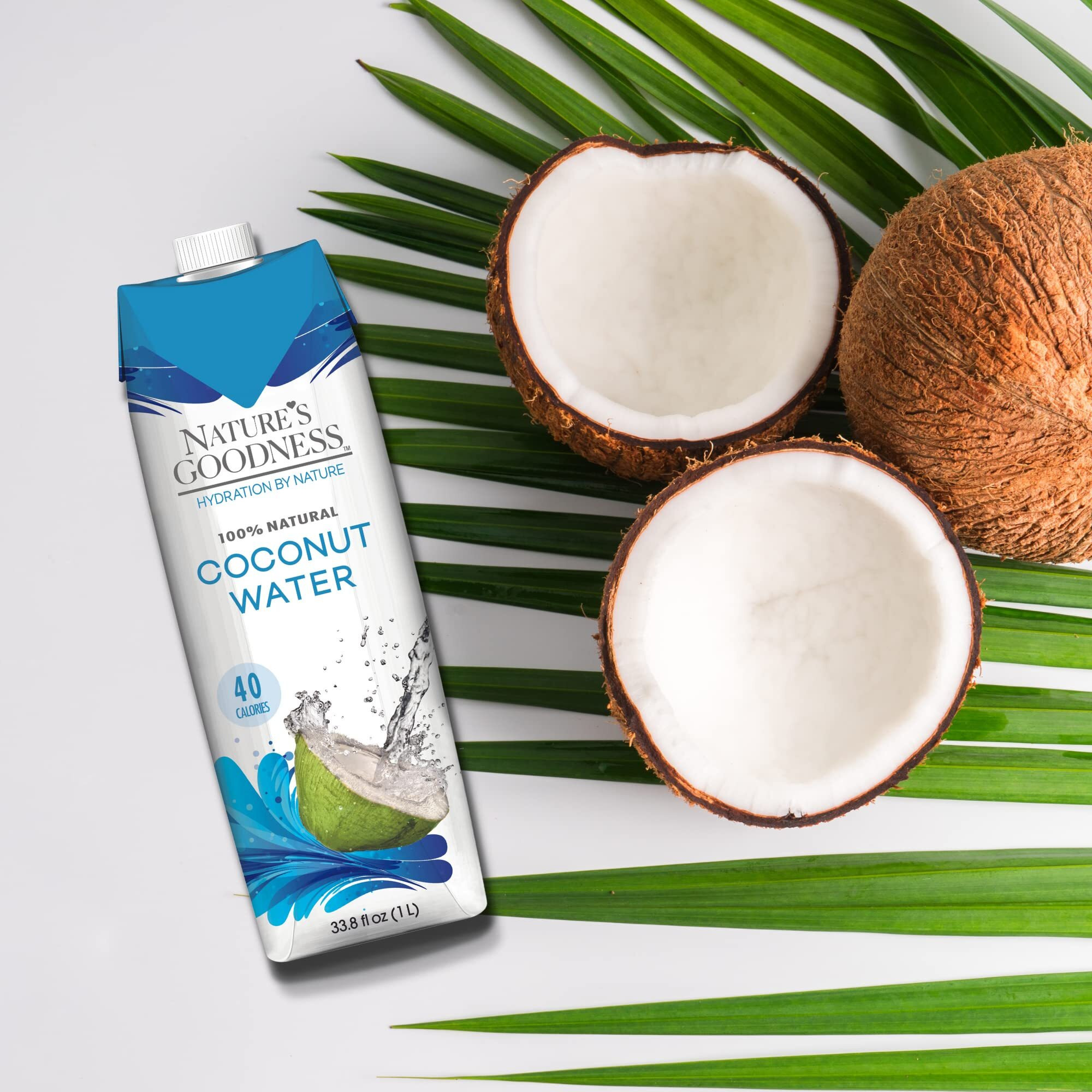 6 Pack Of Nature's Goodness Coconut Water - 33.82 Fl Oz 1(L) (No Pulp, Sugar Free, Vegan, Hydrating Naturally)