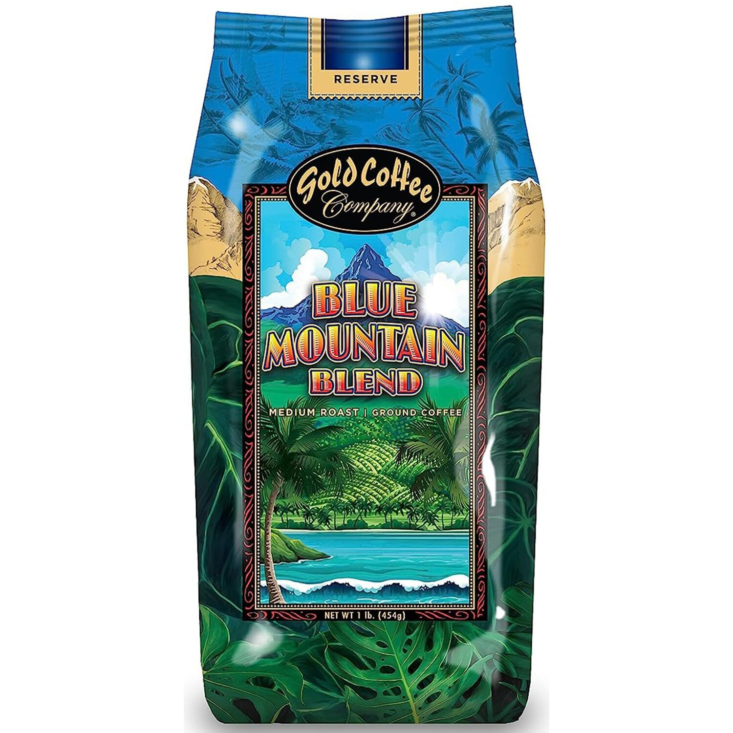 Gold Coffee Blue Mountain Blend 1Lb Medium Roast Ground Coffee