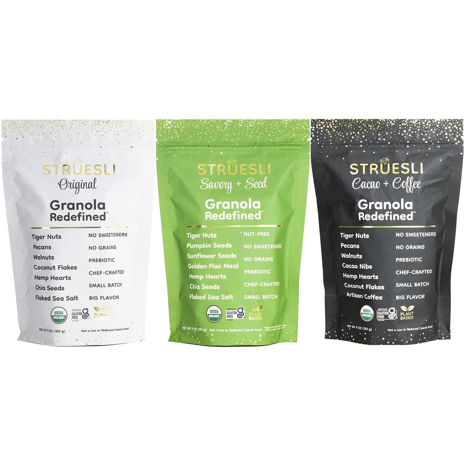 Struesli - Organic Granola Redefined | No Sweeteners | No Grains | Keto Friendly | Paleo Friendly (Variety)