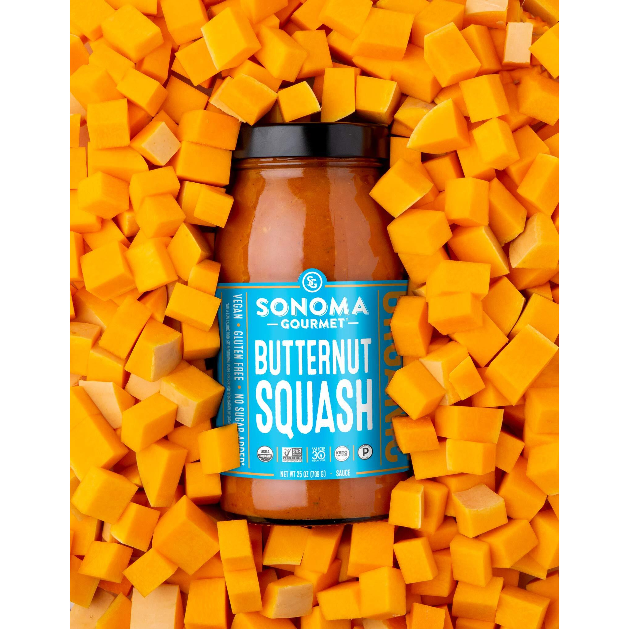 Sonoma Gourmet Organic Butternut Squash Pasta Sauce | Usda Organic, Vegan, Non-Gmo, No Sugar Added And Gluten-Free | 25 Ounce Jars (Pack Of 2)