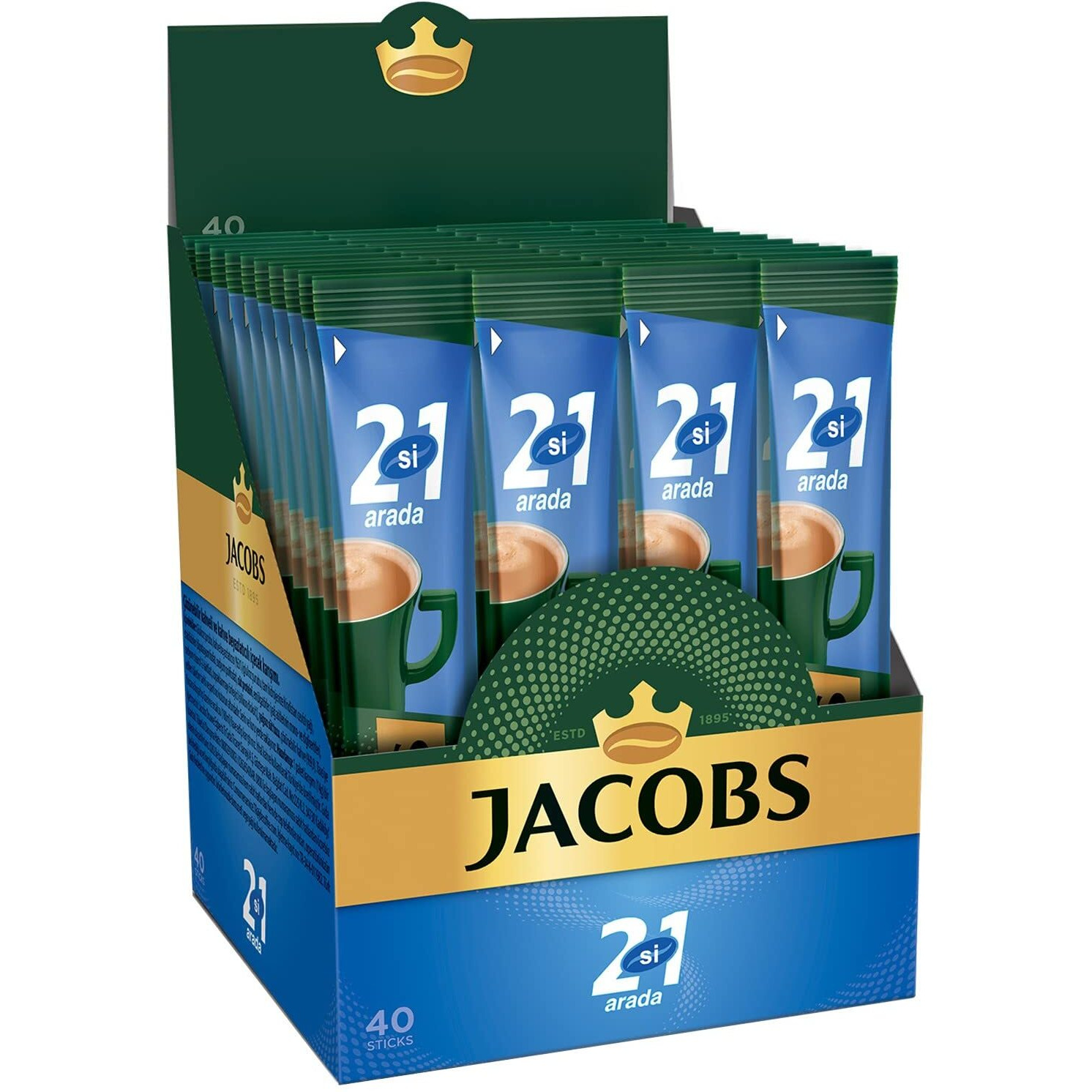 Jacobs 2 In 1 Unsweetened Instant Coffee - 40 Sticks