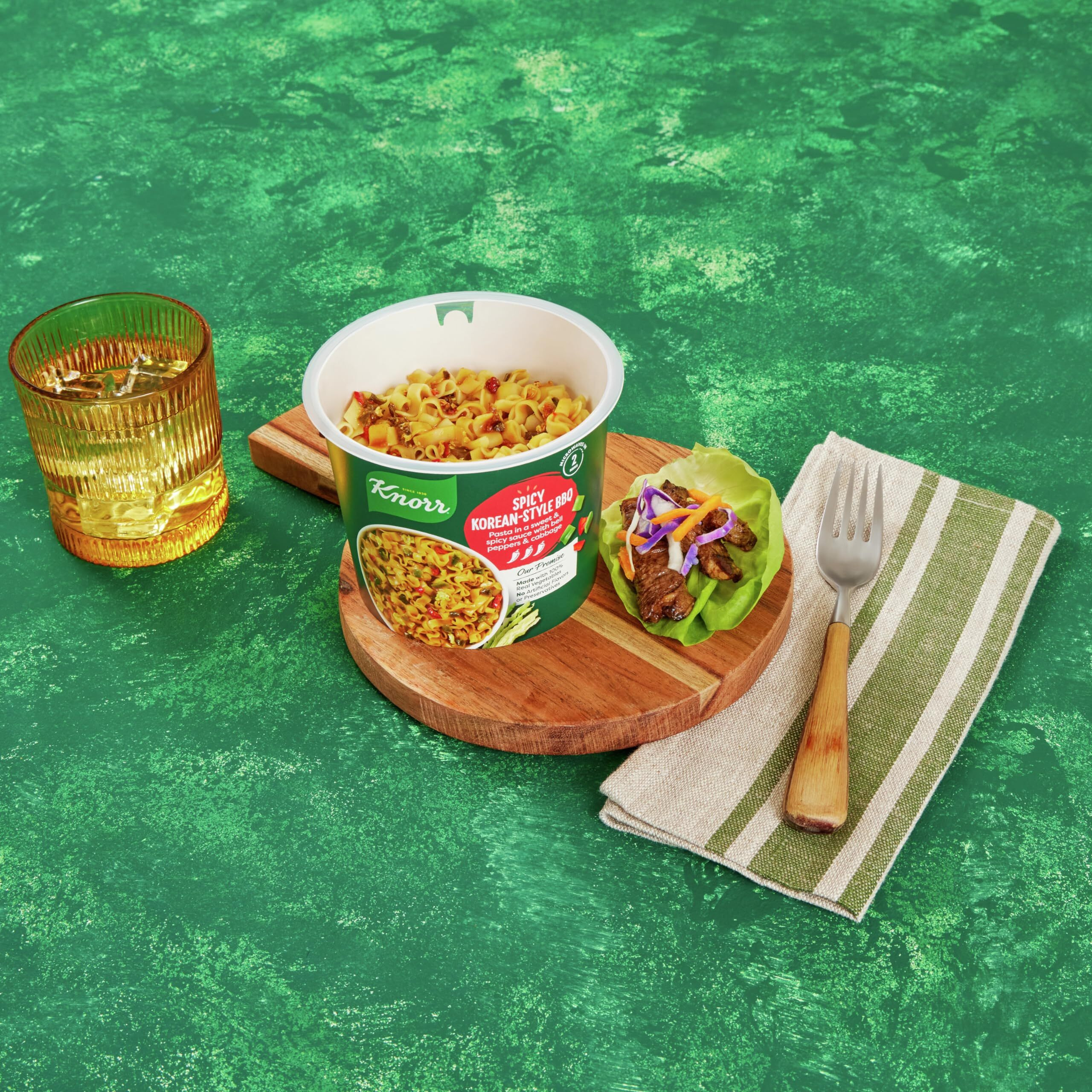 Knorr Pasta Cup 8 Count For A Quick And Easy Meal Spicy Korean-Style Bbq Made With 100% Real Vegetables & No Artificial Flavors Or Preservatives, 2.6 Oz