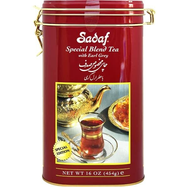 Sadaf Earl Grey Tea Loose Leaf Tin 16 Oz - Special Blend Earl Grey Black Tea - Product Harvested In Sri Lanka