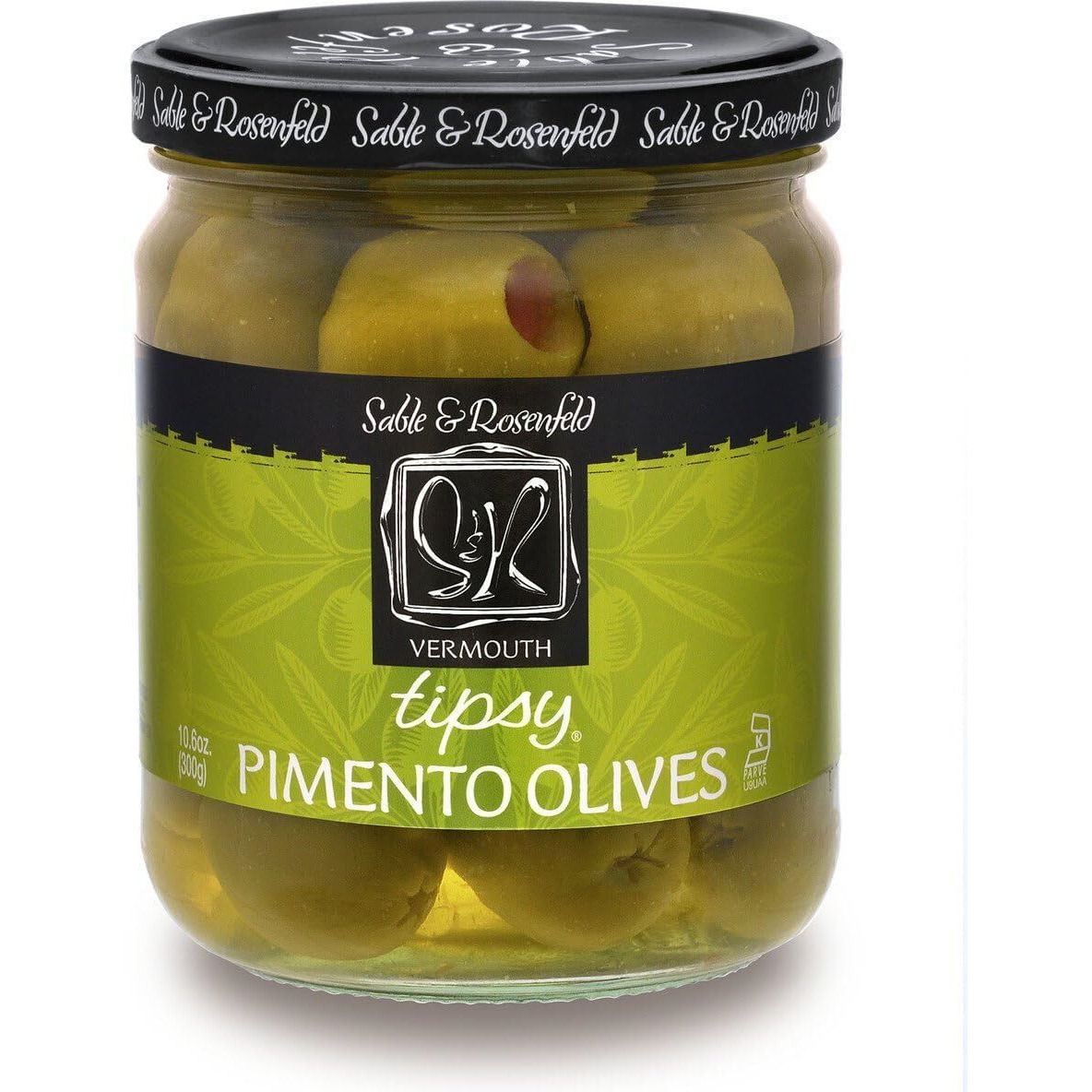 Sable & Rosenfeld Tipsy Olives - Green Olives Stuffed With Pimento, Cocktail Olives With French Vermouth For Bloody Mary, Martini, Olive Bar - 10.6 Oz, (Pack Of 6)