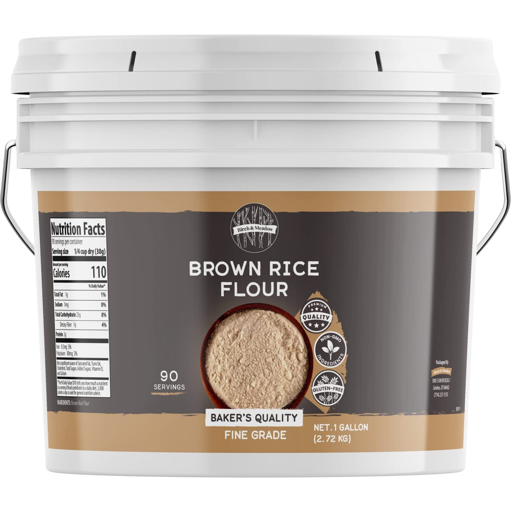 Birch & Meadow 1 Gallon Of Brown Rice Flour, Gluten-Free, Non-Gmo, Pancakes & Breads