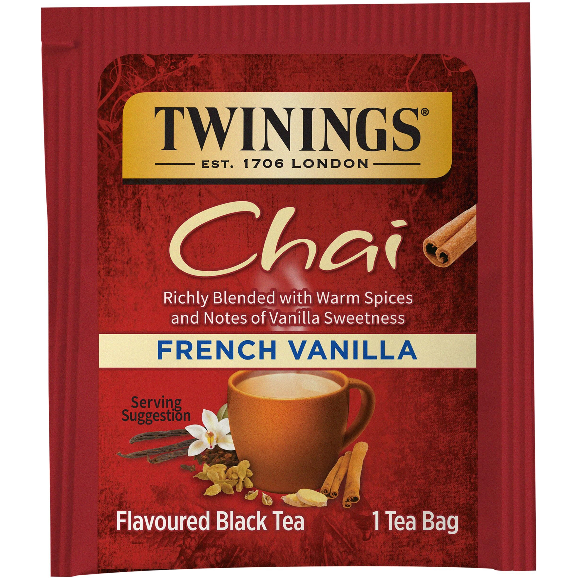 Twinings French Vanilla Chai Black Tea, 20 Count (Pack Of 6), Individually Wrapped Tea Bags, Warm, Sweet & Spicy, Caffeinated, Enjoy Hot Or Iced