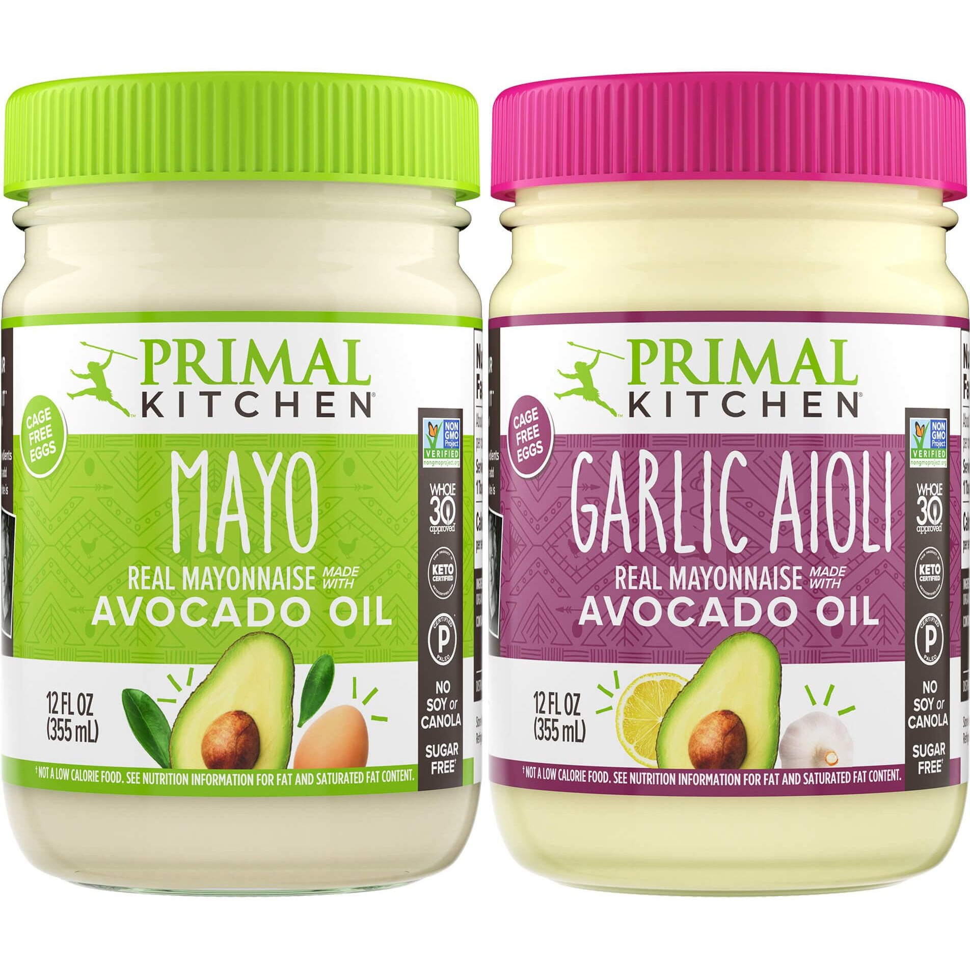 Primal Kitchen Mayo Made With Avocado Oil And Cage-Free Eggs, Variety Two Pack, Original & Garlic Aioli, 12 Ounces, Pack Of 2