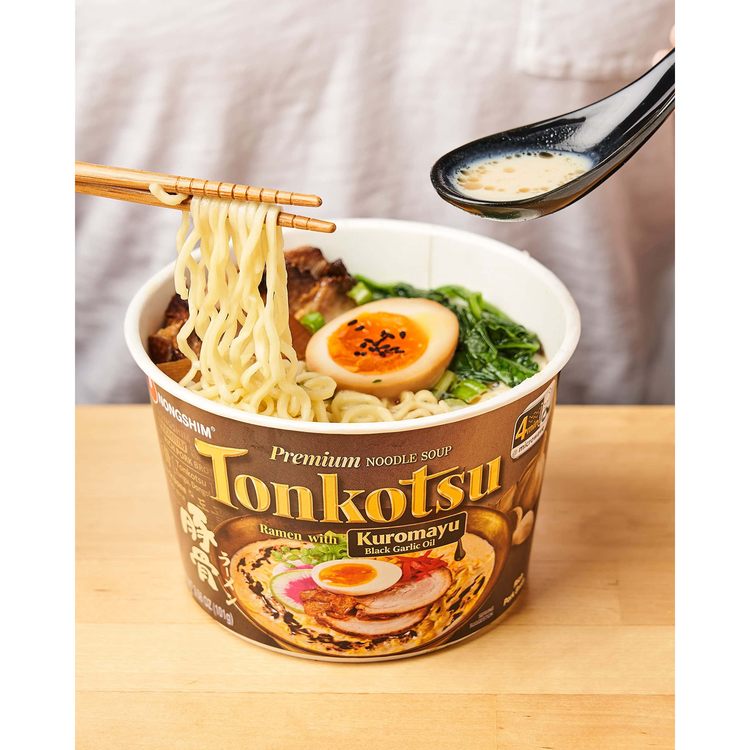 Nongshim Tonkotsu Ramen With Kuromayu Noodle Big Bowl, 3.56 Ounce (Pack Of 6)