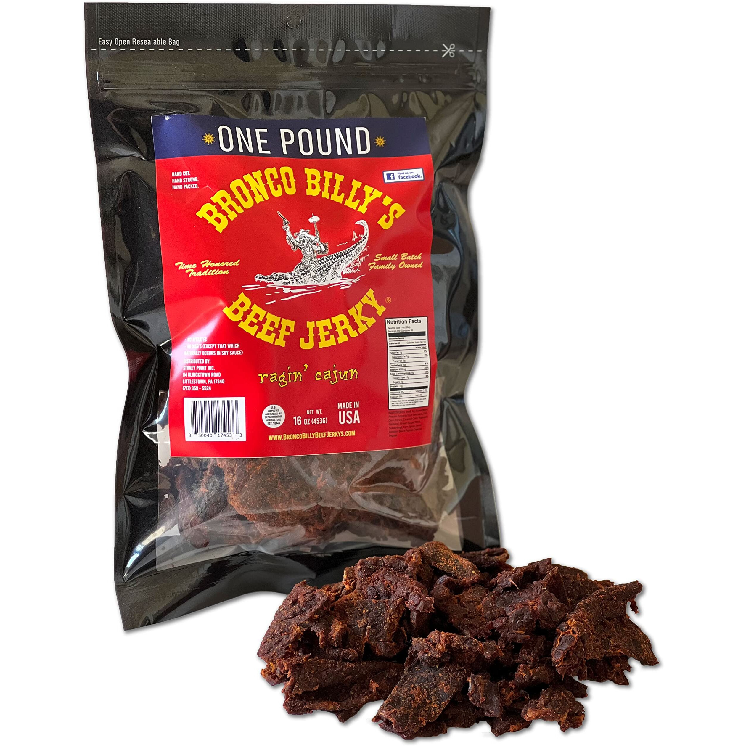 Bronco Billy's Beef Jerky Ragin' Cajun One Pound Resealable Bag