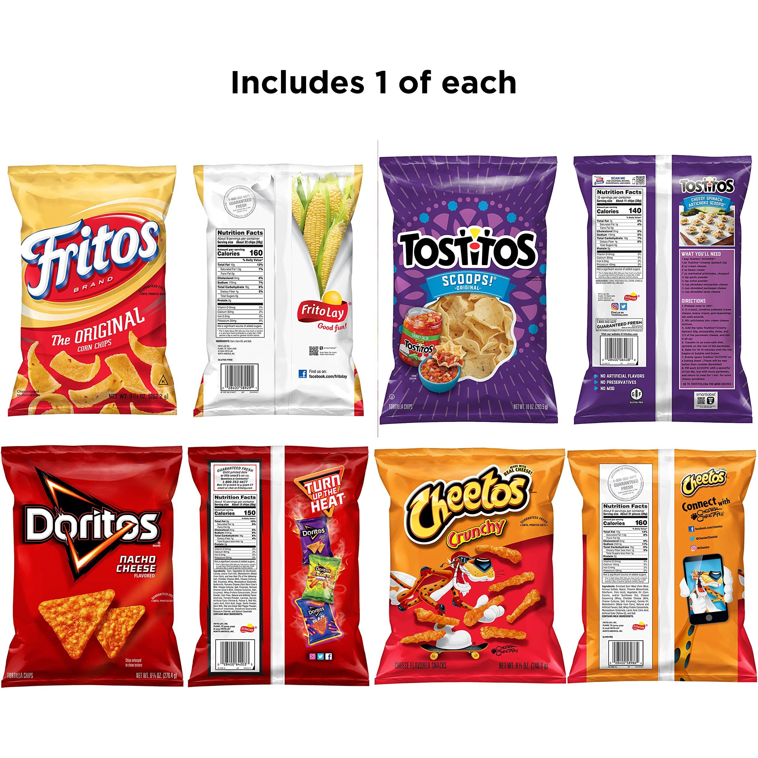 Frito Lay Big Bag Bundle, Classic Favorites Variety Pack, (Pack Of 4)