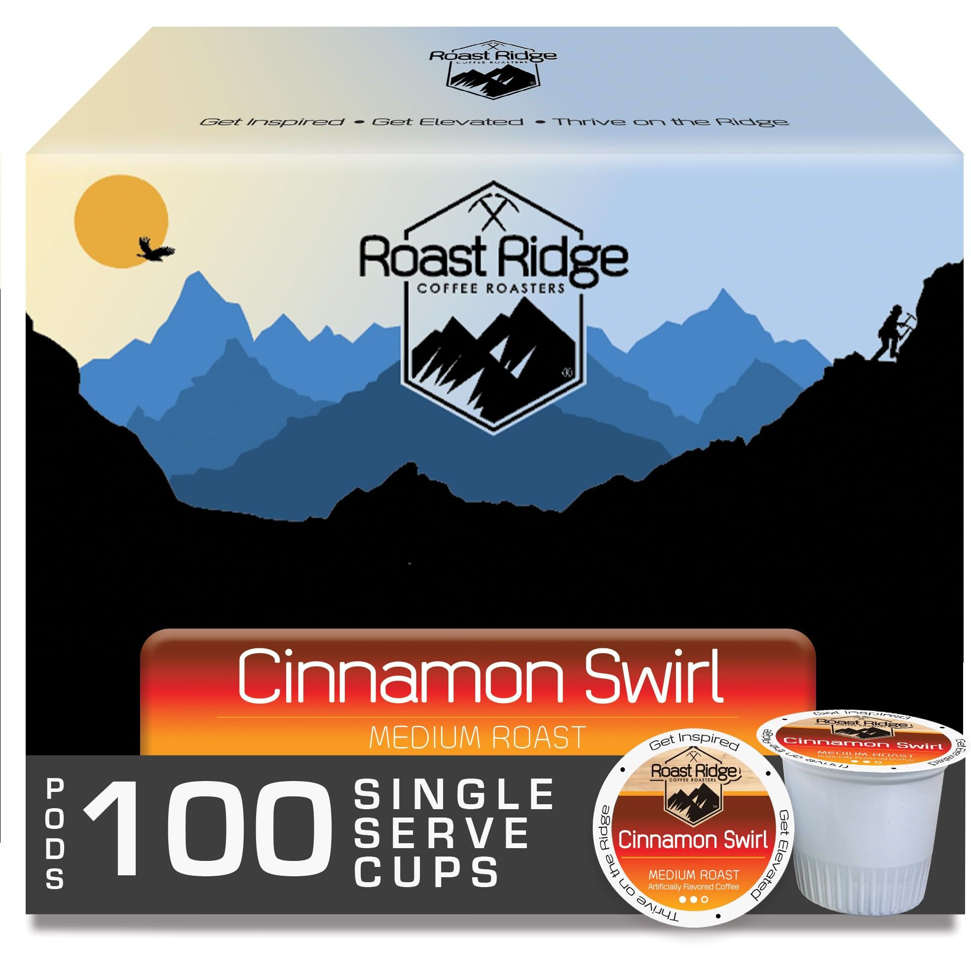 Roast Ridge Single Serve Coffee Pods For Keurig K Cup Brewers, Cinnamon Swirl , Medium Roast, 100 Count