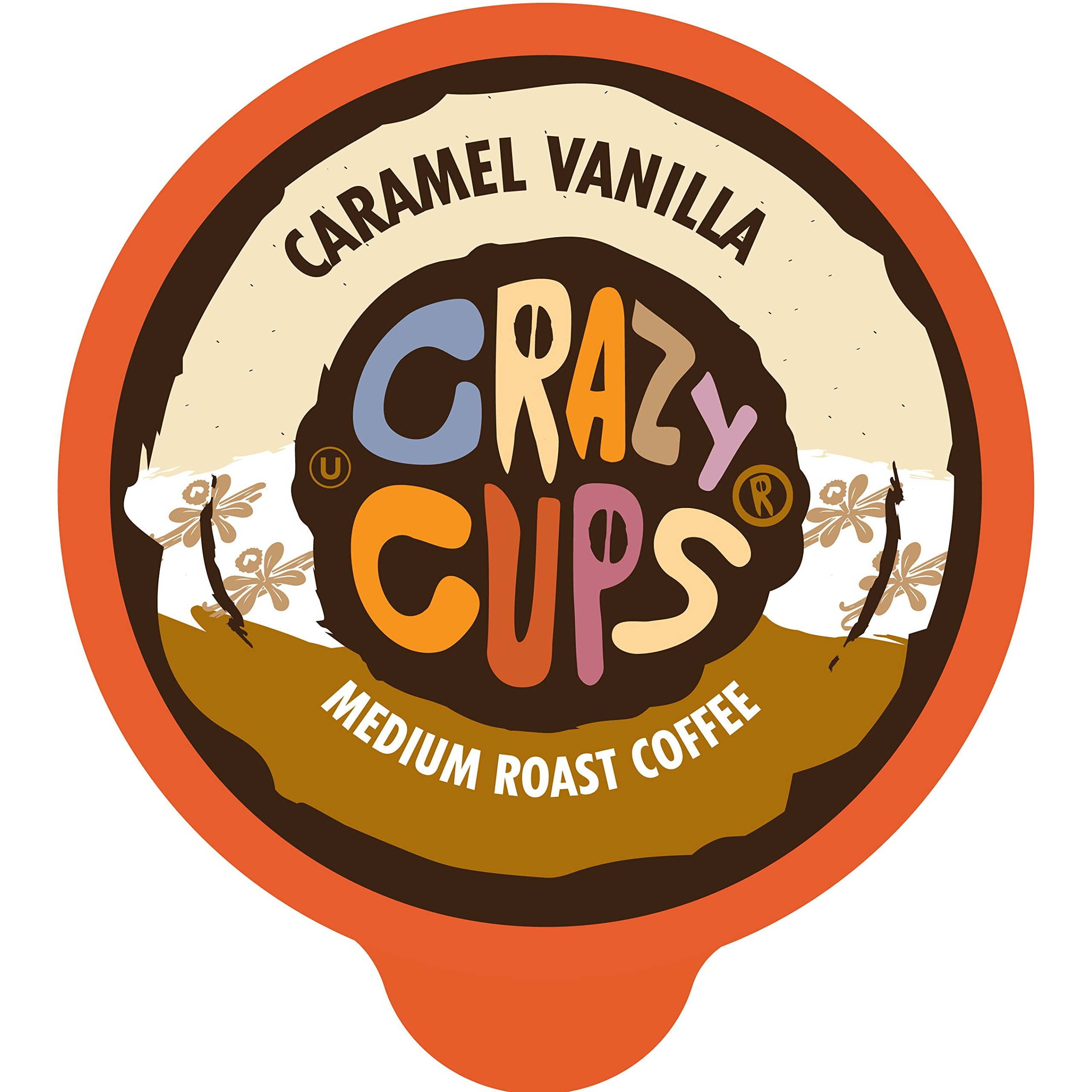 Crazy Cups Flavored Coffee Pods, Caramel Vanilla, Single Serve For Keurig K Cups Machines, Medium Roast In Recyclable Pods, 22 Count