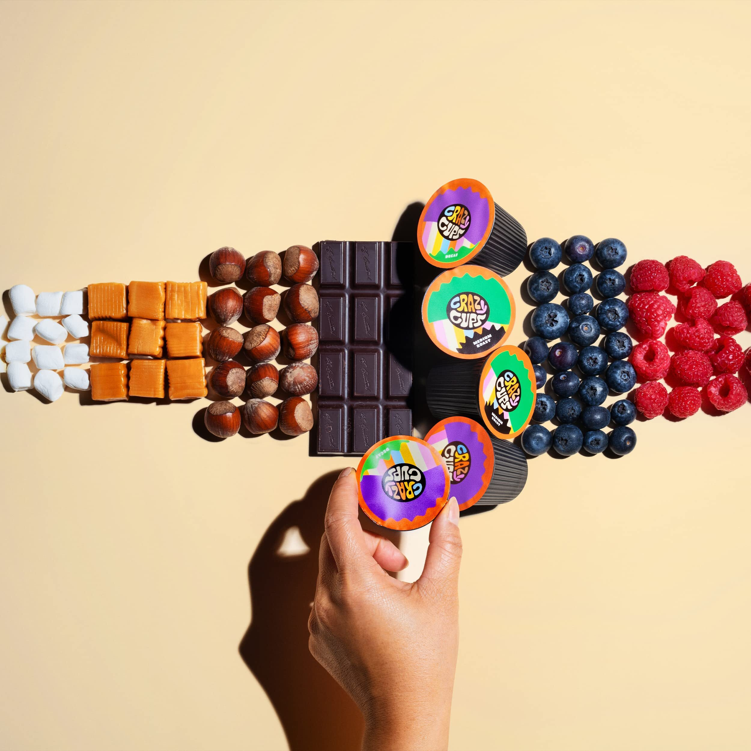 Crazy Cups Flavored Coffee Pods, Caramel Vanilla, Single Serve For Keurig K Cups Machines, Medium Roast In Recyclable Pods, 22 Count