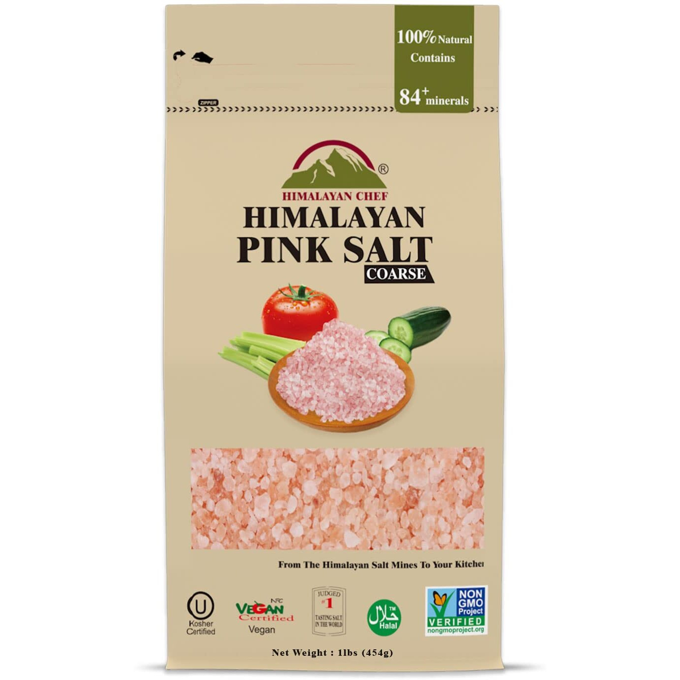 Himalayan Chef Pink Himalayan Salt, Coarse Grain, Grinder Refill -1 Pound (Pack Of 6)